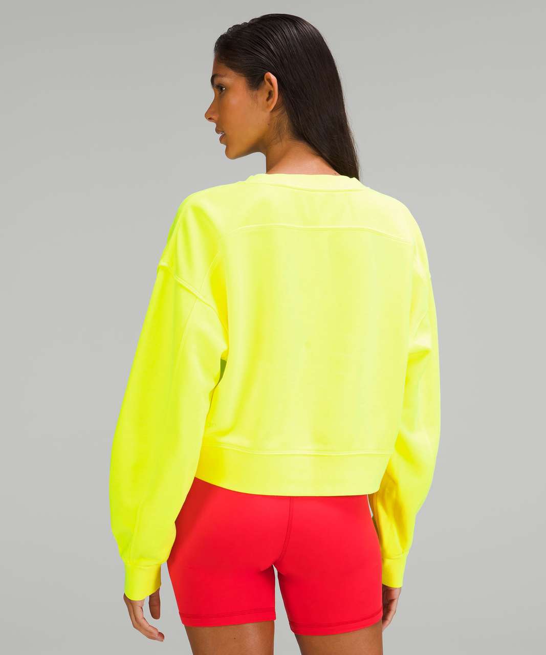 Lululemon Perfectly Oversized Cropped Crew - Neon Garment Dye Solid Highlight Yellow