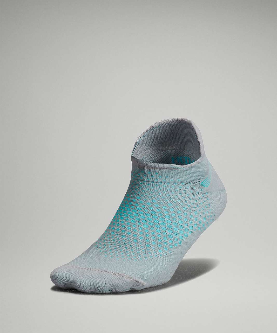 Lululemon MacroPillow Tab Running Sock *Medium Cushioning - Silver Drop / Electric Turquoise