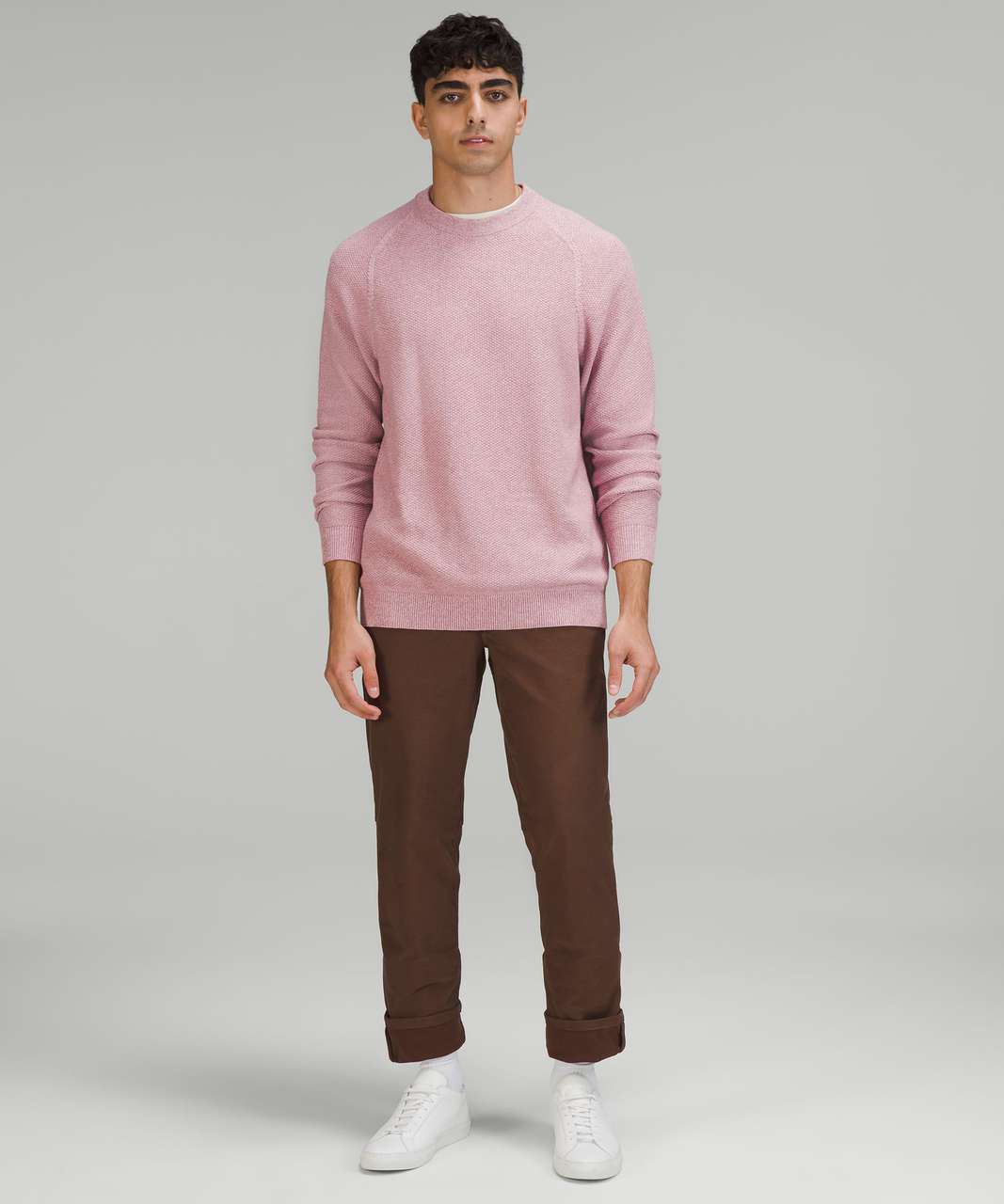 Lululemon Textured Knit Crewneck Sweater - Heathered Brier Rose - lulu  fanatics