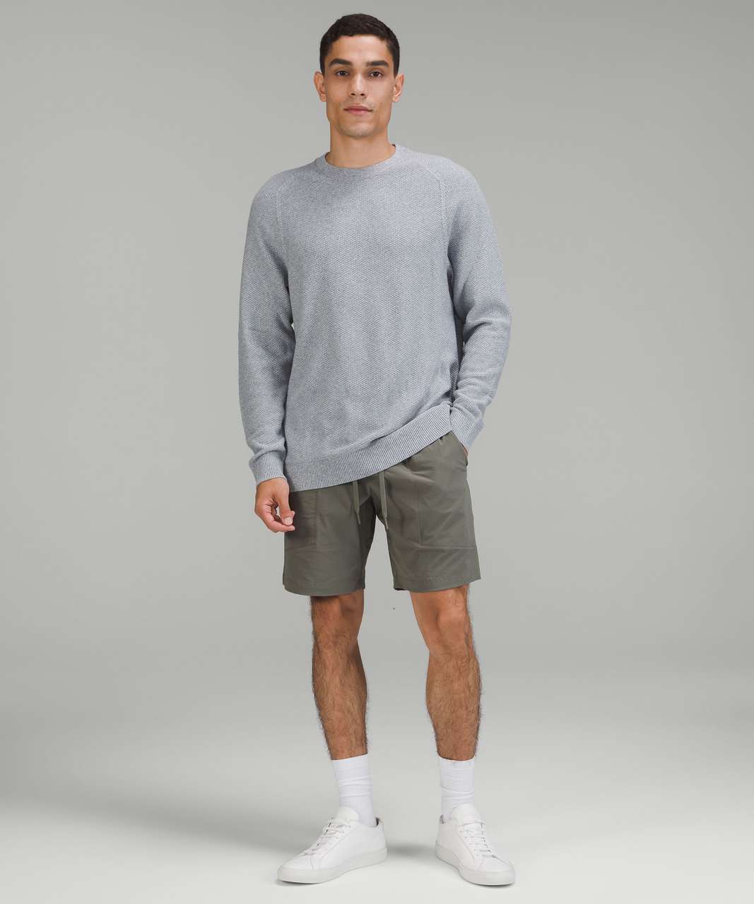 Lululemon Textured Knit Crewneck Sweater - Heathered Gull Grey