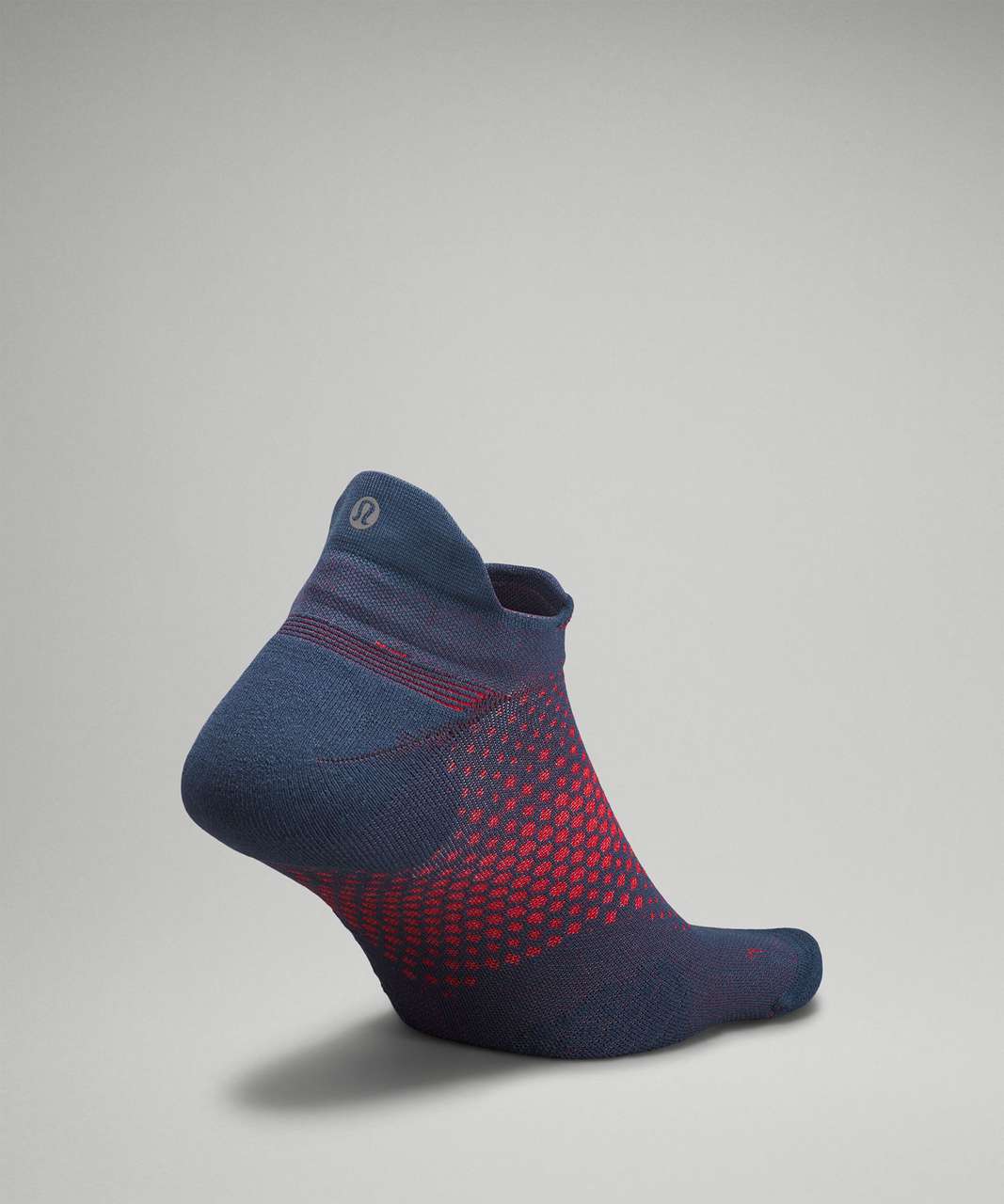 Lululemon MacroPillow Tab Running Sock *Medium Cushioning - Iron Blue / Carnation Red