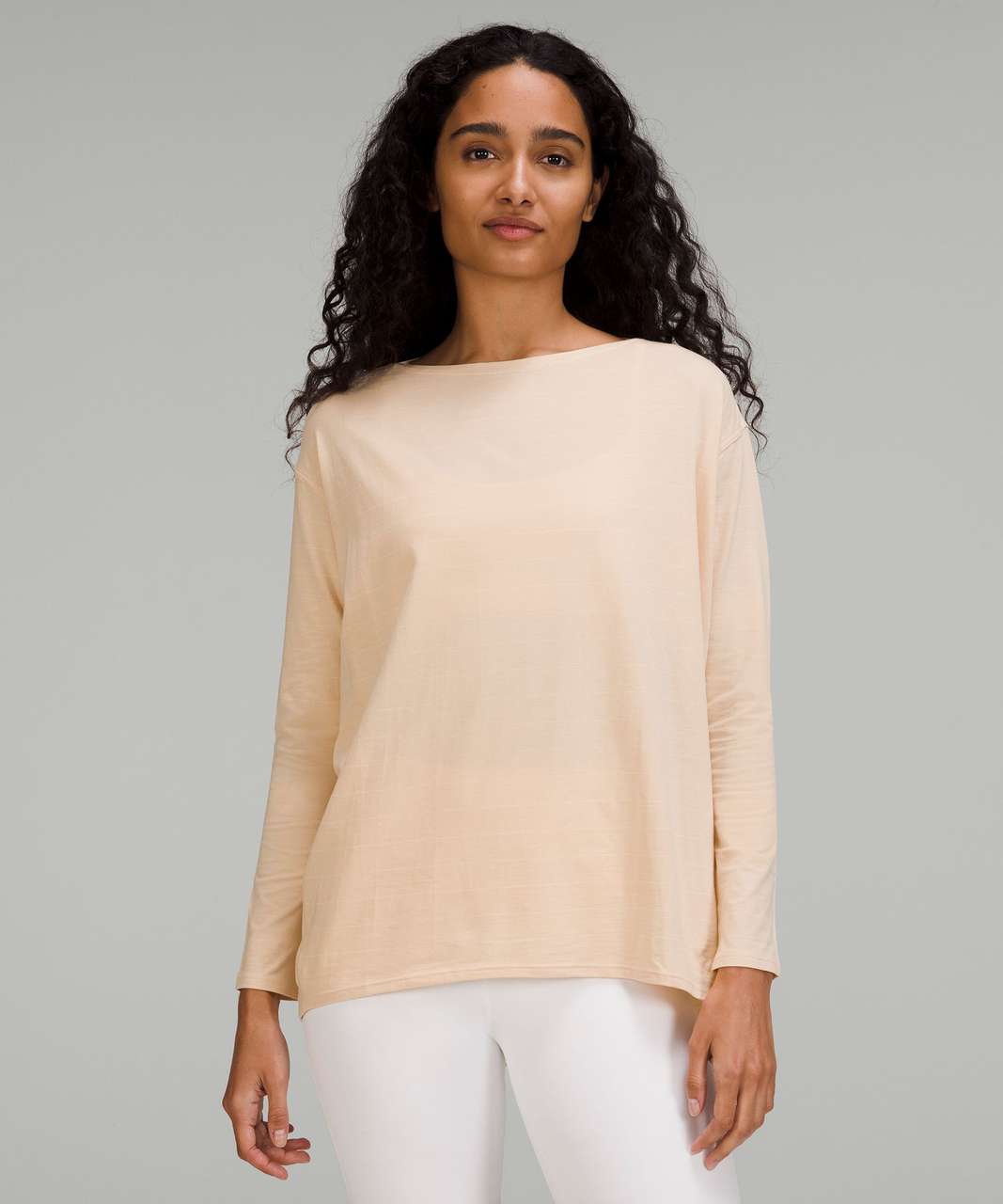 Lululemon Back in Action Long Sleeve Shirt - Short Serve Stripe Prosecco Pale Linen