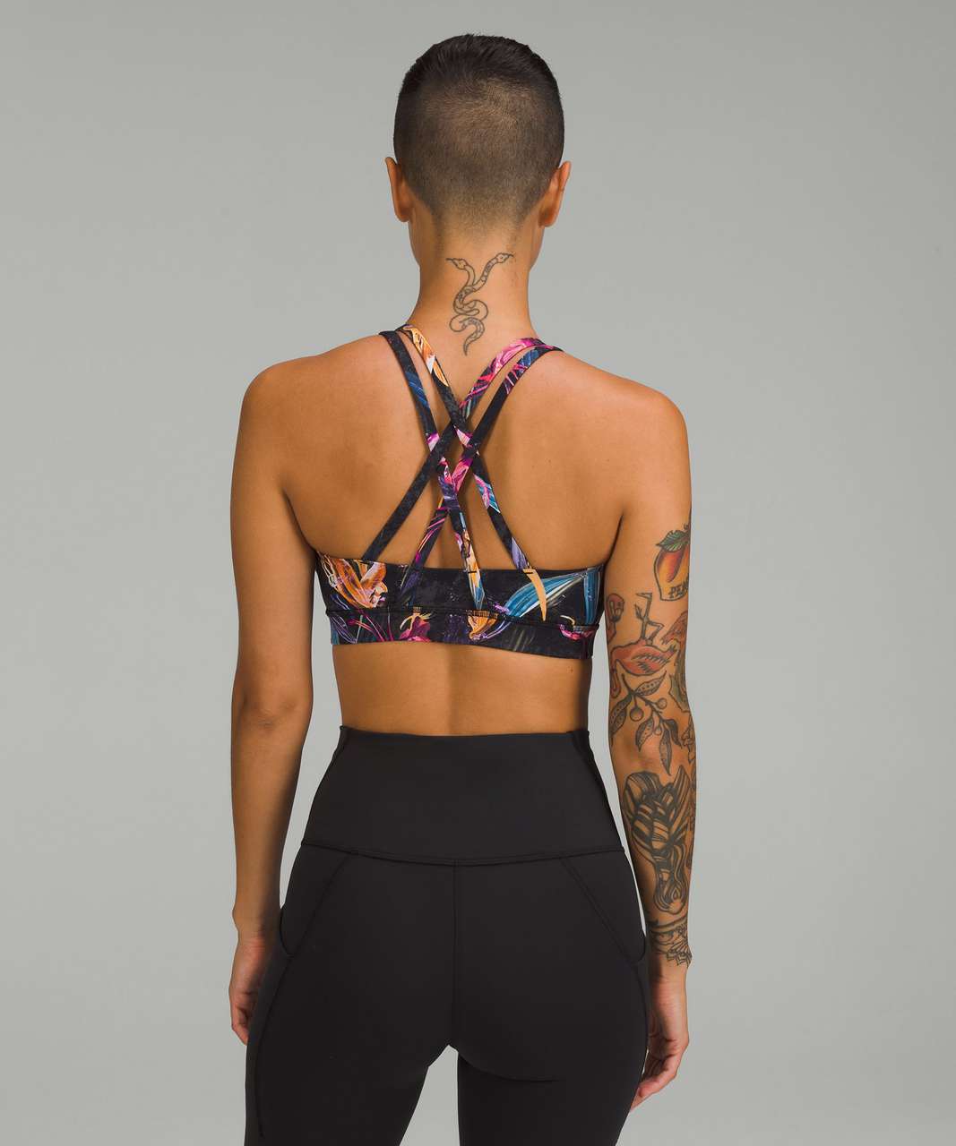 Lululemon Energy Bra *Medium Support, B–D Cups - Veiled Floral Black Multi  - lulu fanatics