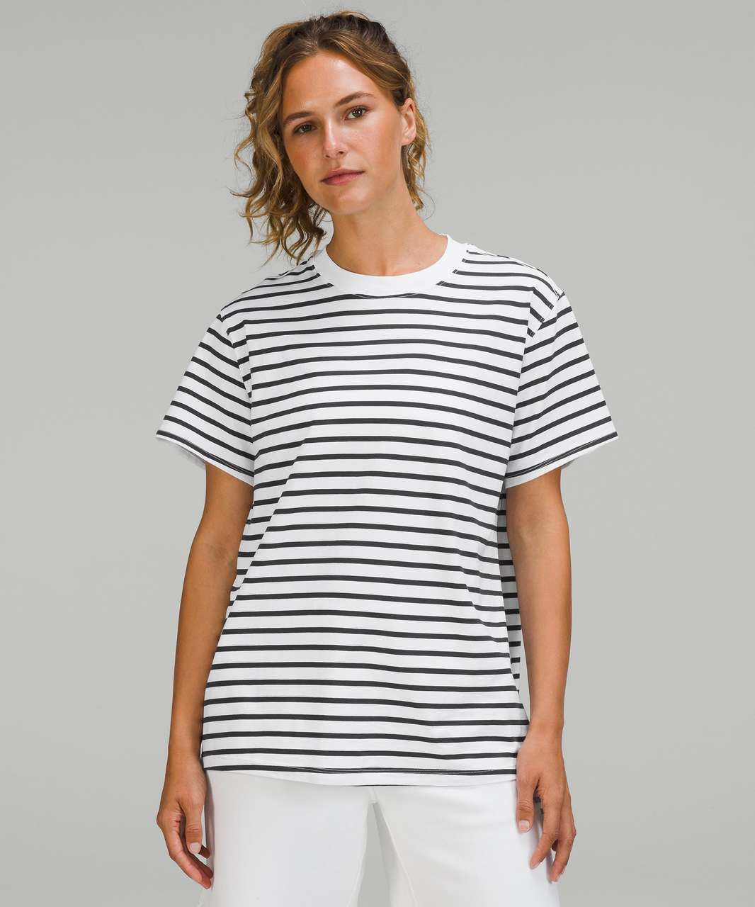 Lululemon All Yours Cotton T-Shirt - Yachtie Stripe White Graphite Grey