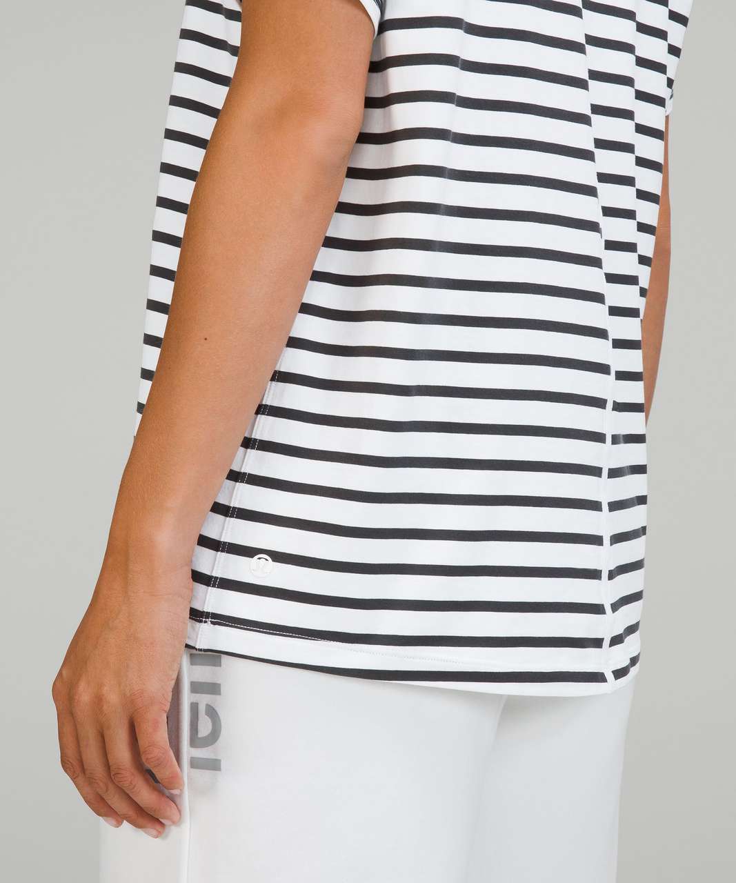 Lululemon All Yours Cotton T-Shirt - Yachtie Stripe White Graphite Grey