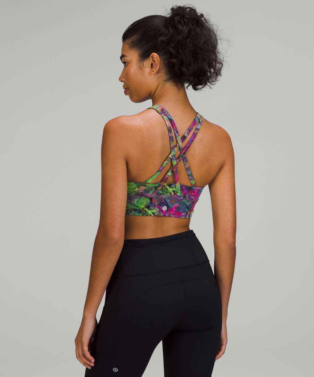 Lululemon Energy High-Neck Longline Tough Bra *Medium Support, B-D Cups - Vivid Floral Tone Multi