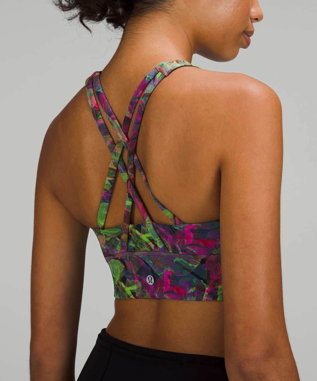 Lululemon Energy High-Neck Longline Tough Bra *Medium Support, B-D Cups -  Vivid Floral Tone Multi - lulu fanatics