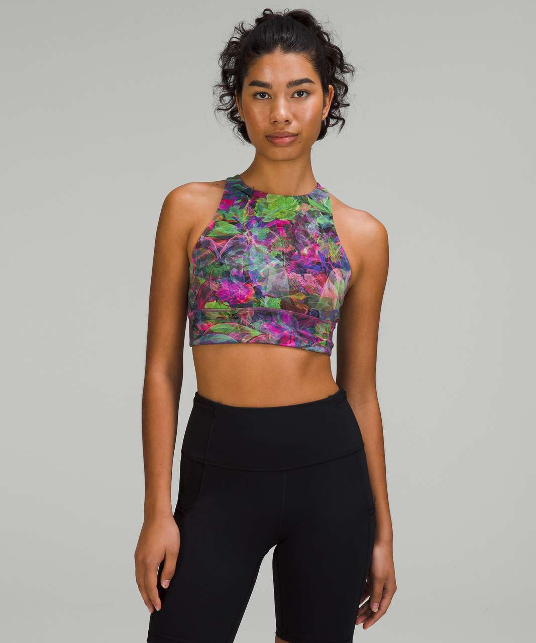 Lululemon Energy High-Neck Longline Tough Bra *Medium Support, B-D Cups - Vivid Floral Tone Multi