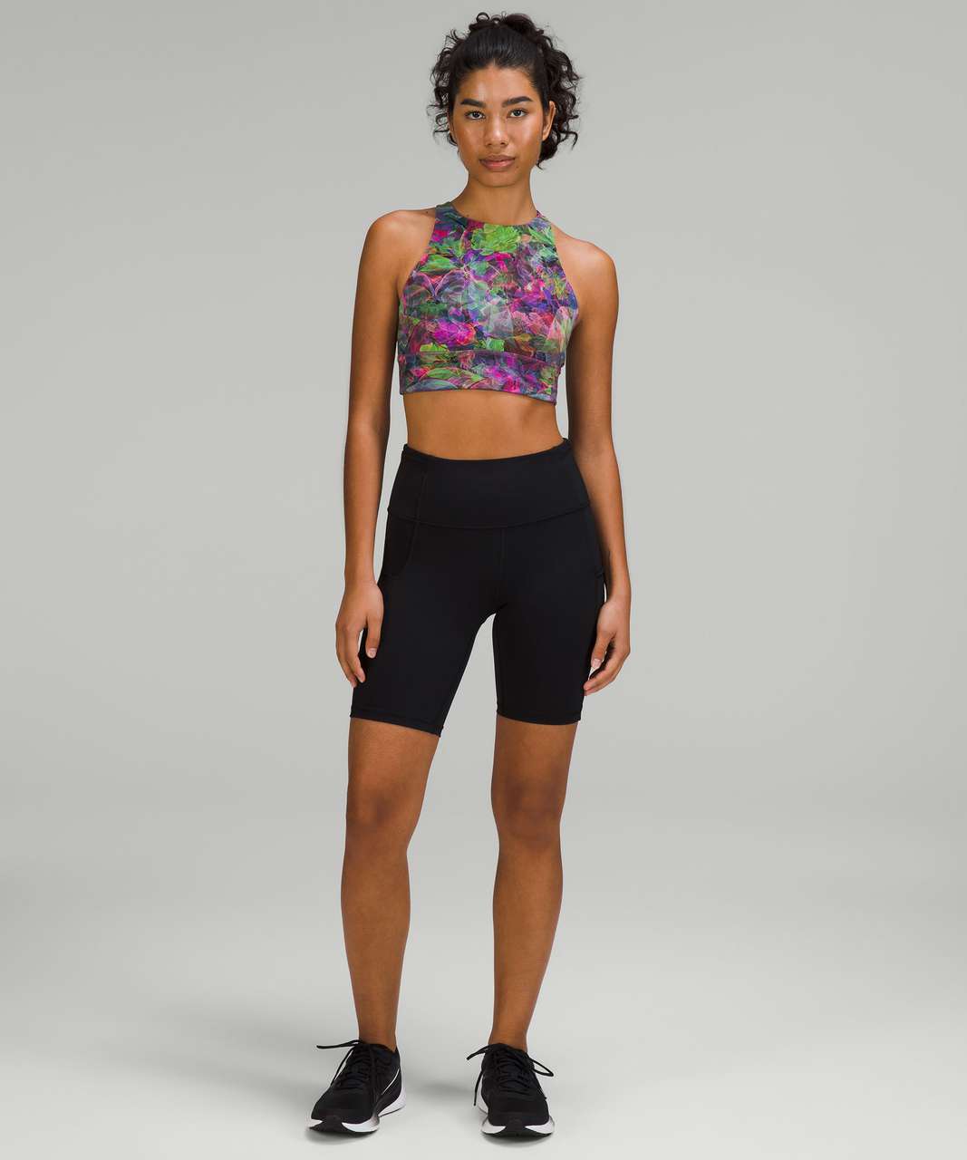 Lululemon Energy High-Neck Longline Tough Bra *Medium Support, B-D Cups -  Vivid Floral Tone Multi - lulu fanatics