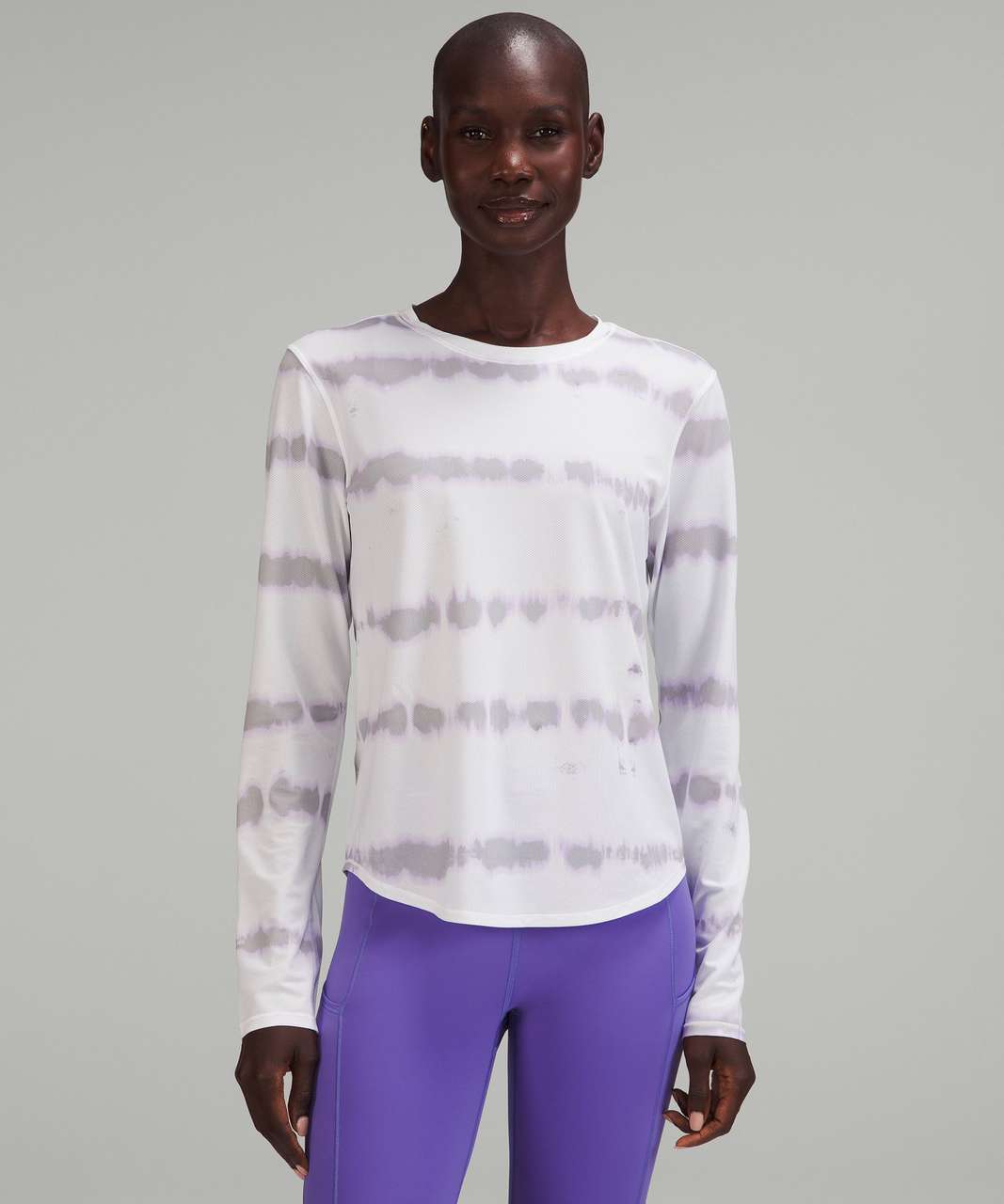 Lululemon High-Neck Running and Training Long Sleeve Shirt - Transverse Lilac Multi