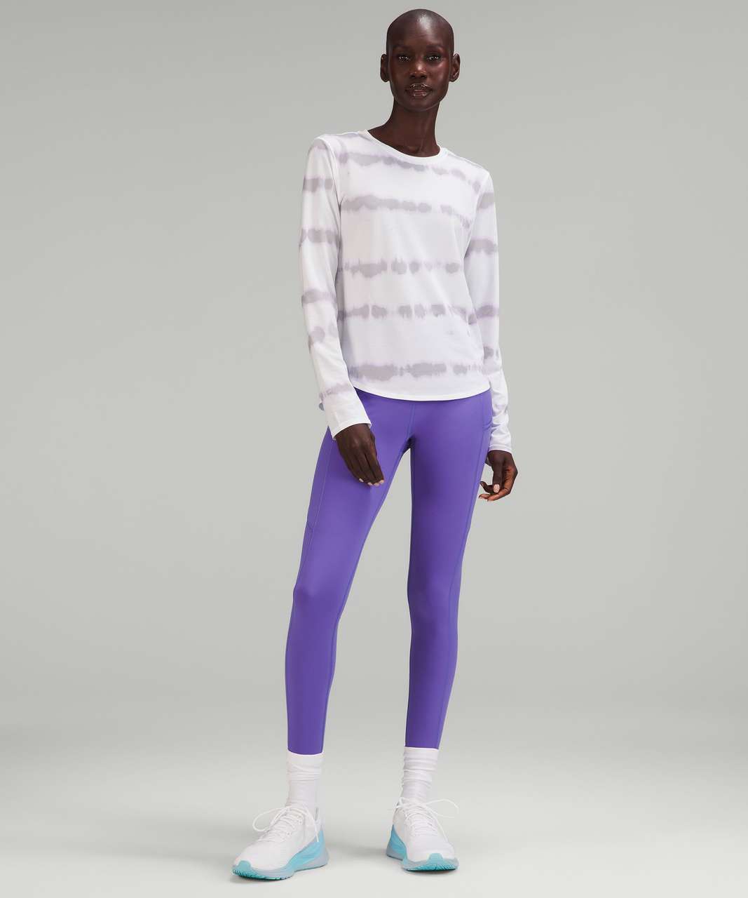 Lululemon High-Neck Running and Training Long Sleeve Shirt - Transverse Lilac Multi