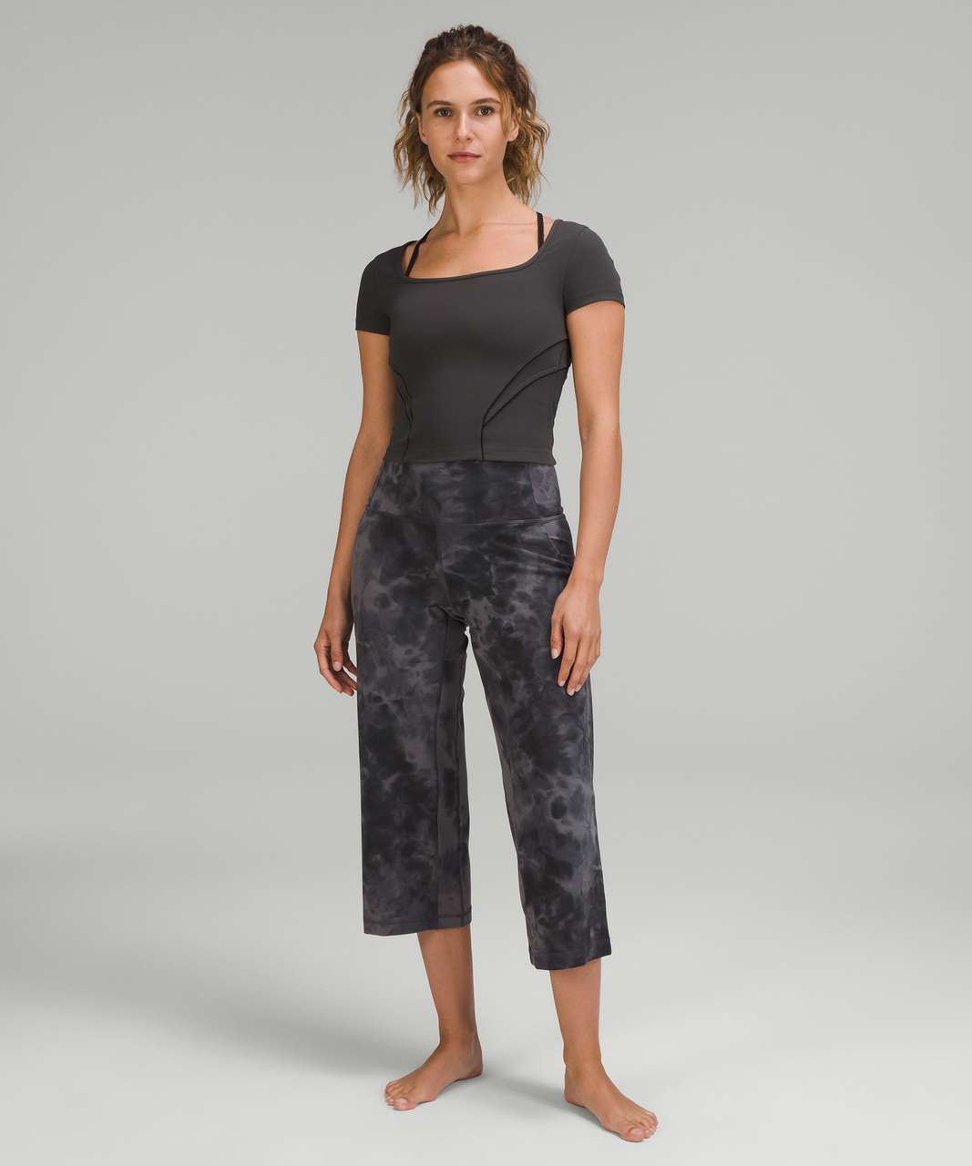 Lululemon Align High-Rise Wide Leg Crop 23 - Diamond Dye Pitch Grey  Graphite Grey - lulu fanatics