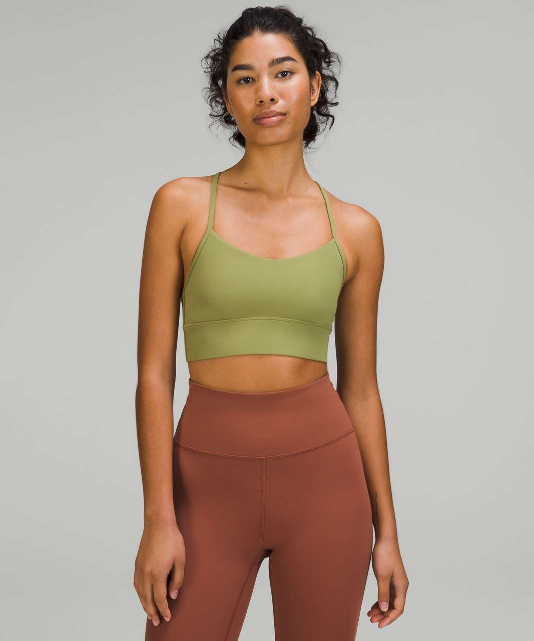 Lululemon Flow Y Nulu Longline Bra *Light Support, A–C Cups - Bronze Green