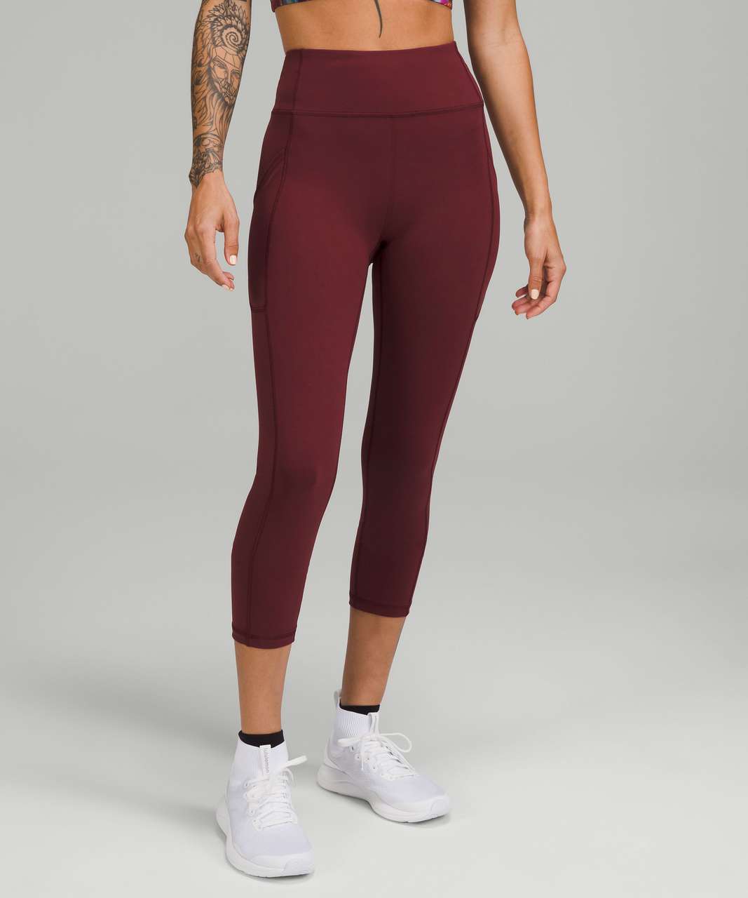 Lululemon Invigorate High-Rise Crop 23 - Red Merlot - lulu fanatics