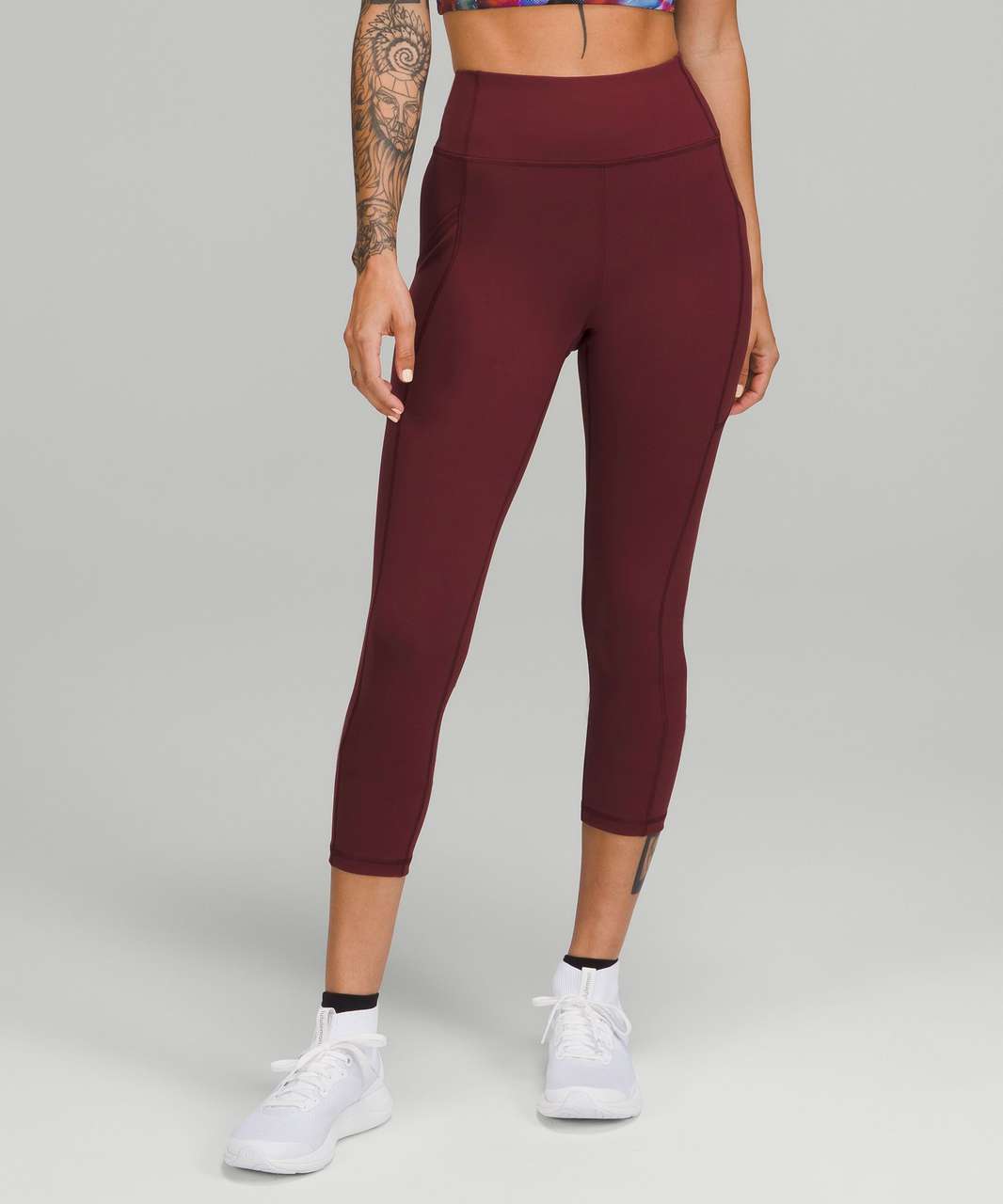 Lululemon Invigorate High-Rise Crop 23 - Red Merlot - lulu fanatics