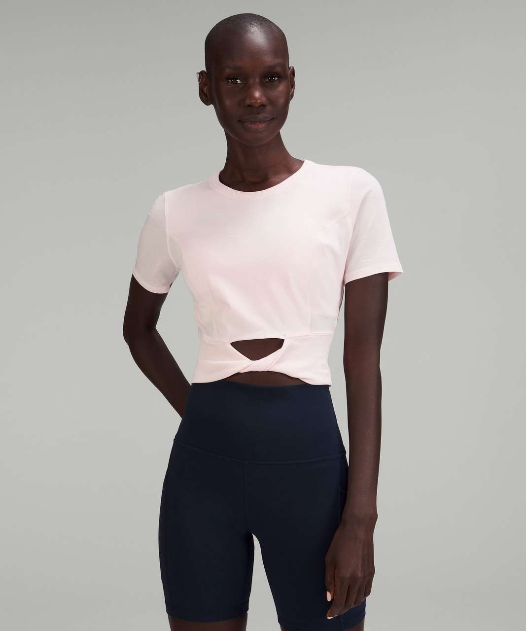 Lululemon Cropped Cotton Ribbed-Band T-Shirt - Strawberry Milkshake