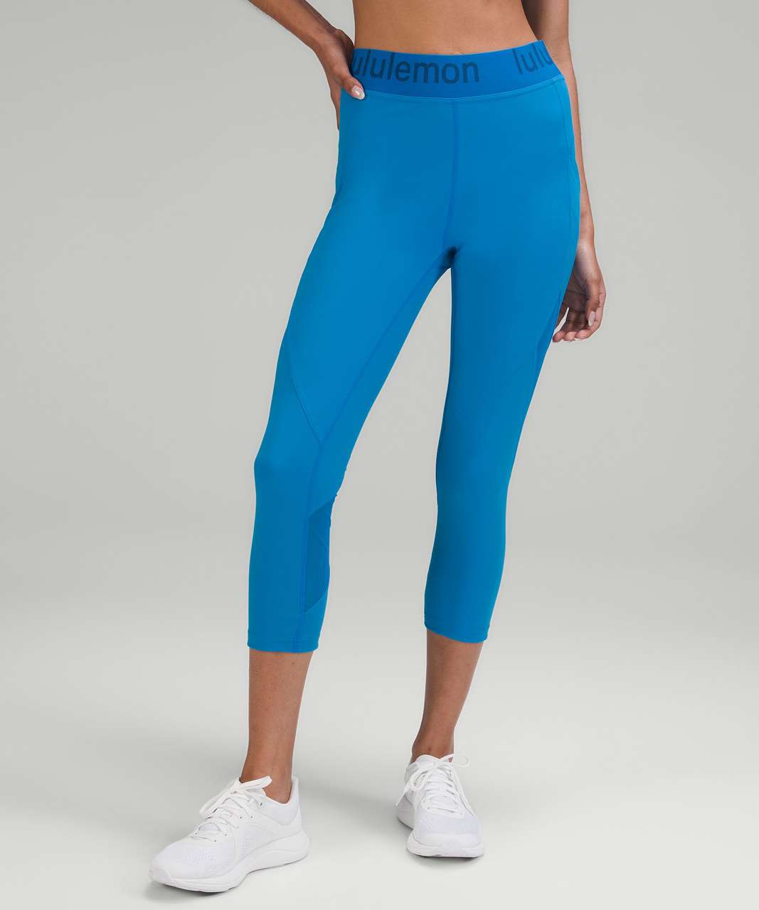 Lululemon Leggings 4 Black Blue Zip The Line Crop High Rise Capri