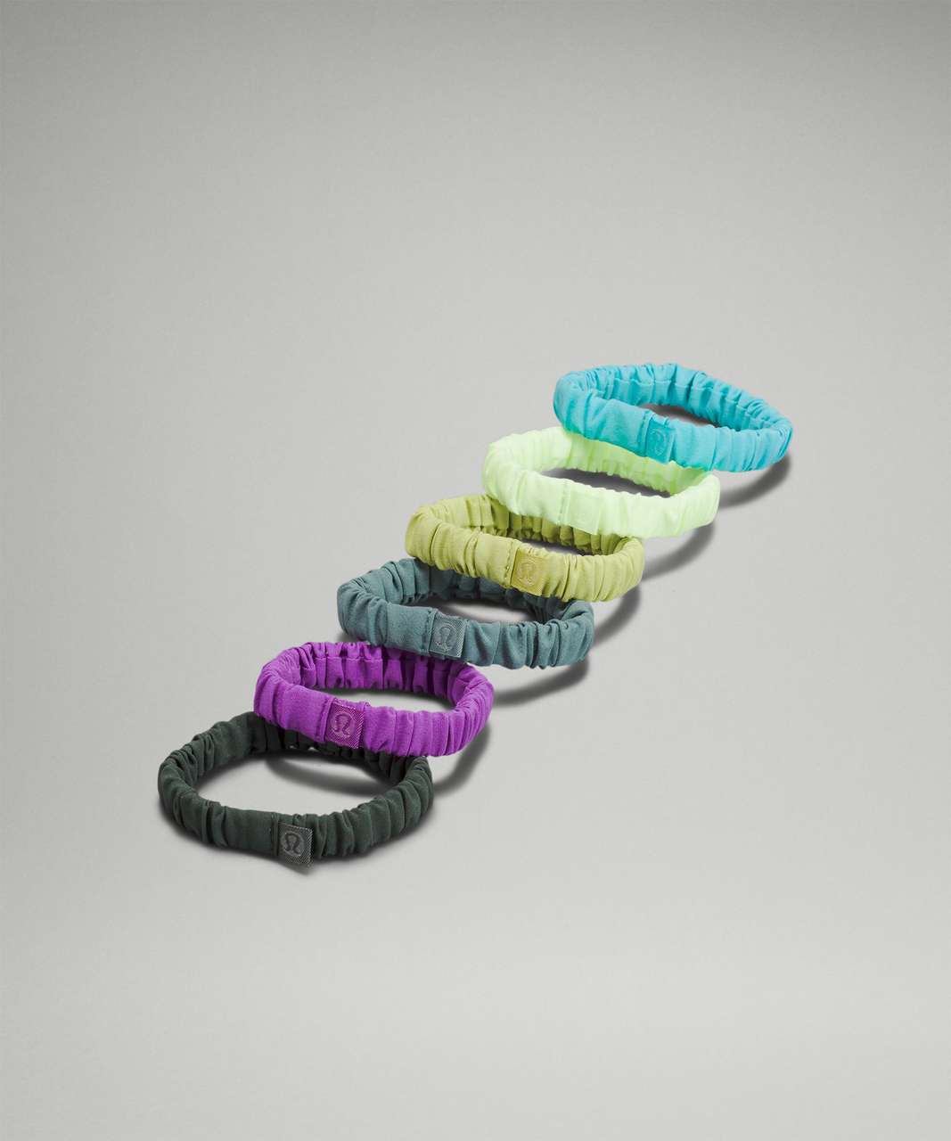 Lululemon Skinny Scrunchie 6 Pack - Smoked Spruce / Moonlit Magenta / Tidewater Teal / Wasabi / Faded Zap / Electric Turquoise