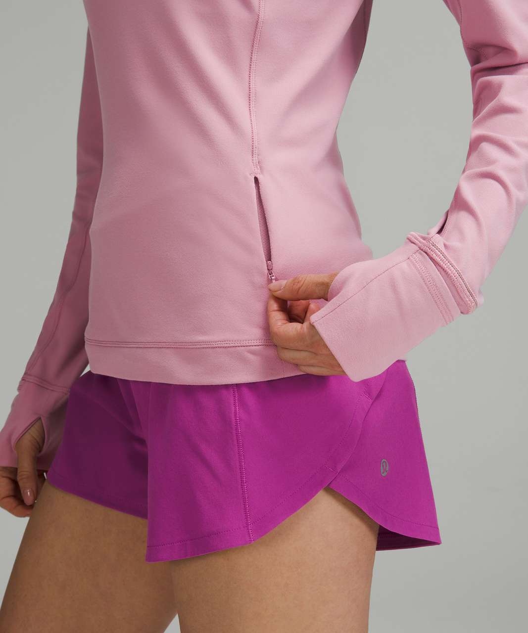 lululemon athletica, Tops, Its Rulu Run Cropped 2 Zip Pink Taupe