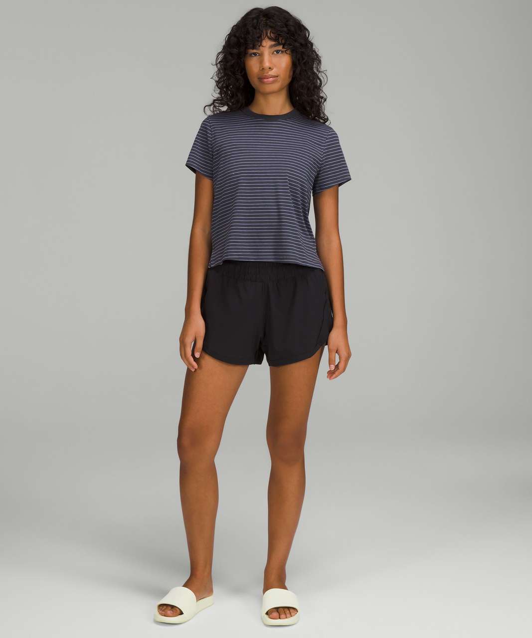 Lululemon Classic-Fit Cotton-Blend T-Shirt - Parallel Stripe Graphite Grey Peri Purple