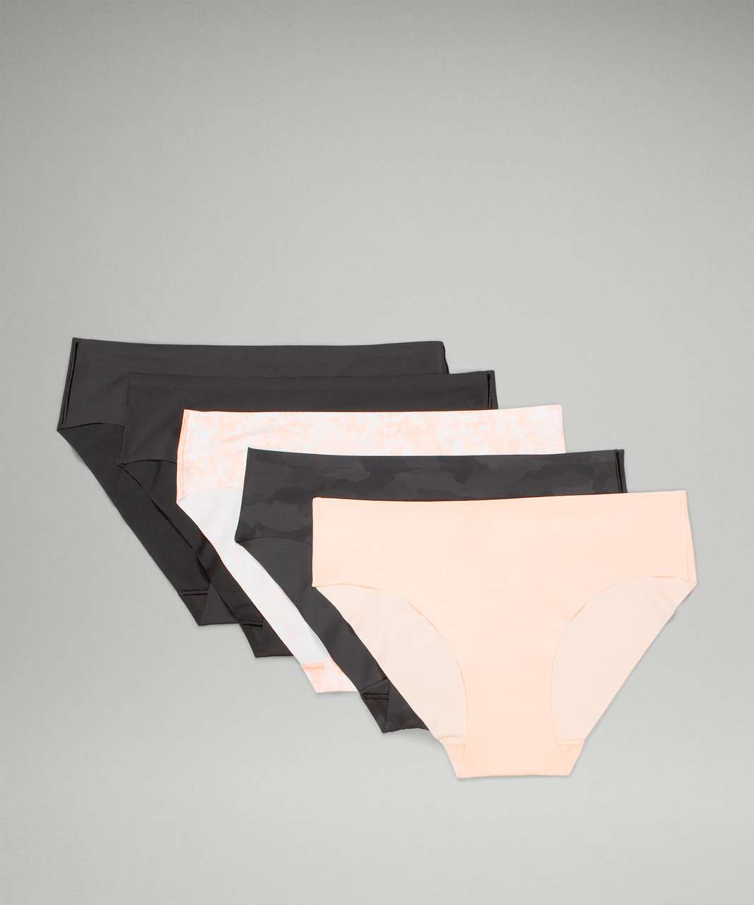 Lululemon InvisiWear Mid-Rise Bikini Underwear 5 Pack - Black / Black / Engrave Mini WP Butter Pink / Heritage 365 Camo Mini Deep Coal Multi / Butter Pink