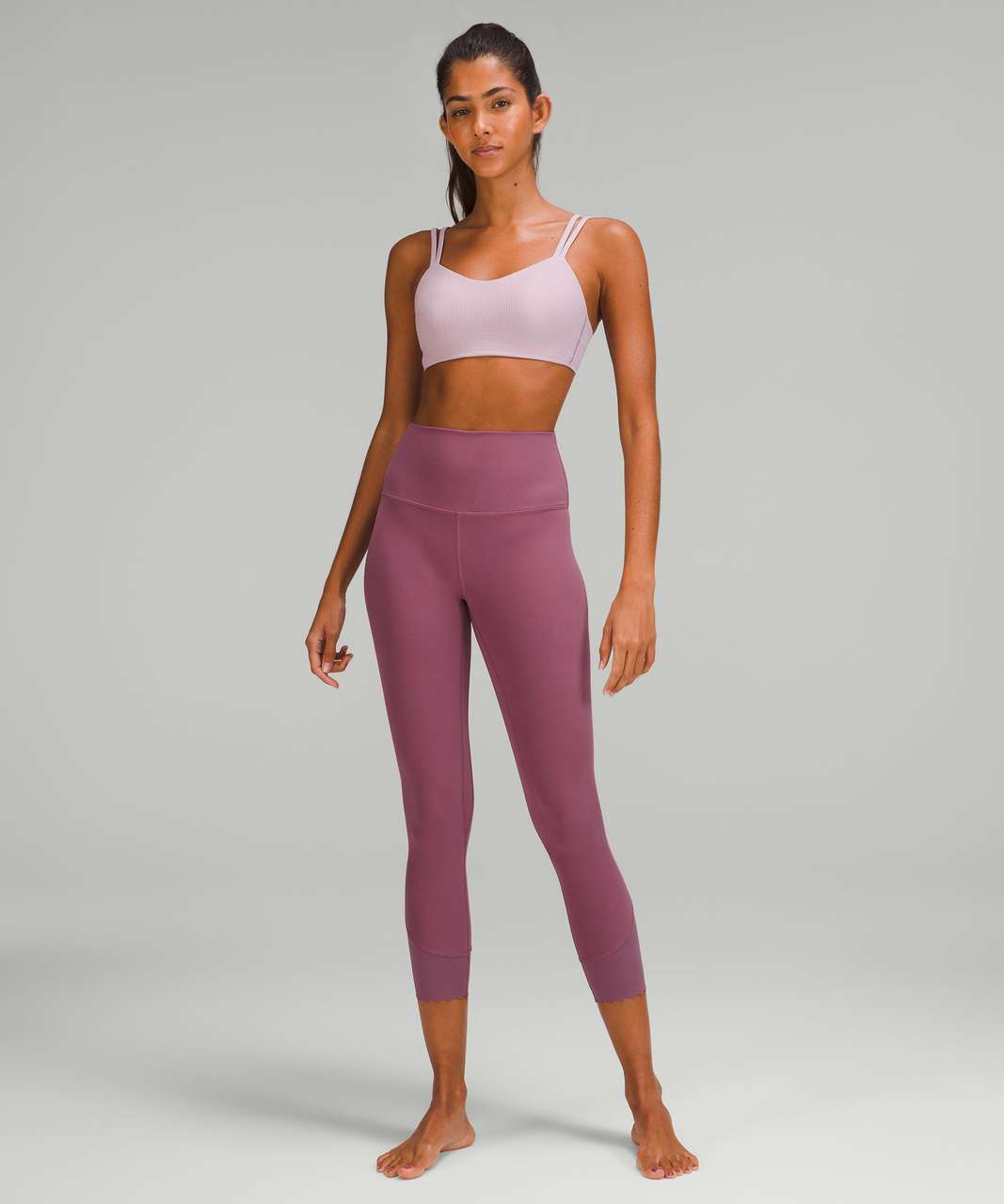 Lululemon Align Scalloped Hem High-Rise Crop 23 - Vintage Plum - lulu  fanatics