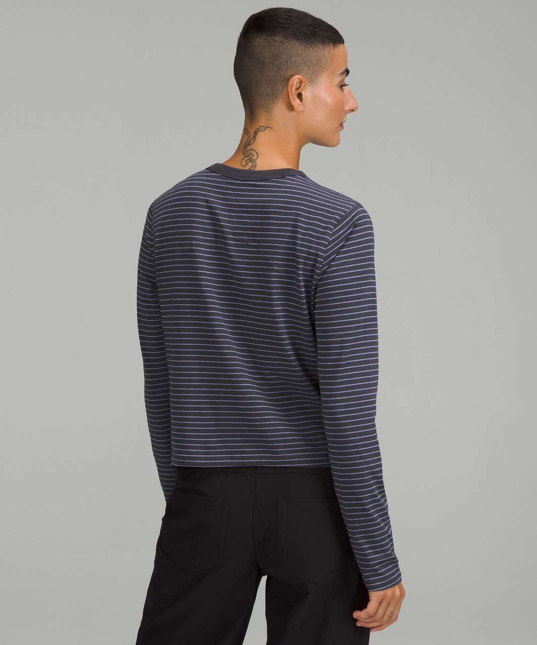 Lululemon Classic-Fit Cotton-Blend Long Sleeve Shirt - Parallel Stripe Graphite Grey Peri Purple