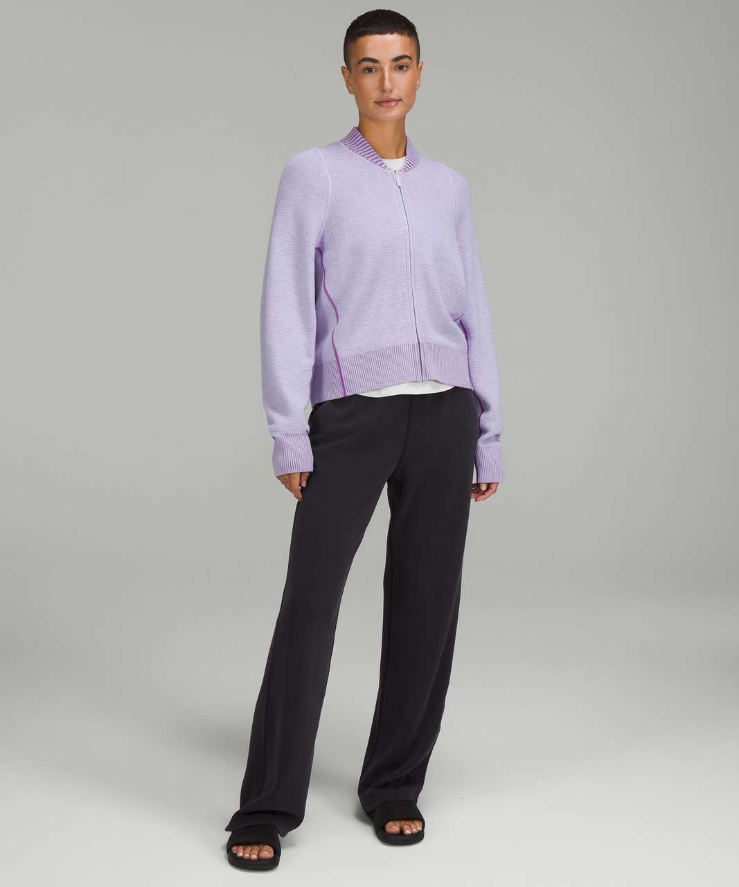 Lululemon Reversible Double-Knit Zip-Up Sweater - Faint Lavender 