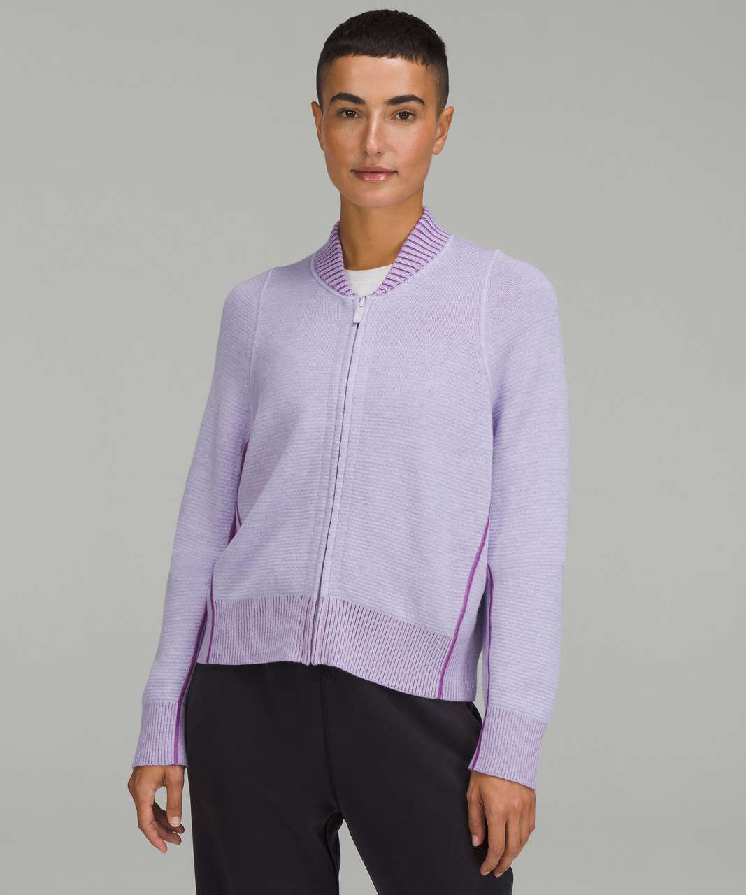 Lululemon Reversible Double-Knit Zip-Up Sweater - Faint Lavender / Moonlit  Magenta - lulu fanatics
