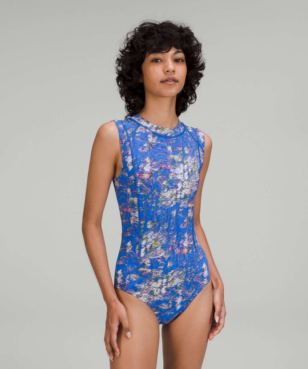 Lululemon Zip-Back Paddle Suit *Medium Bum Coverage - Speed Floral Wild Bluebell Multi