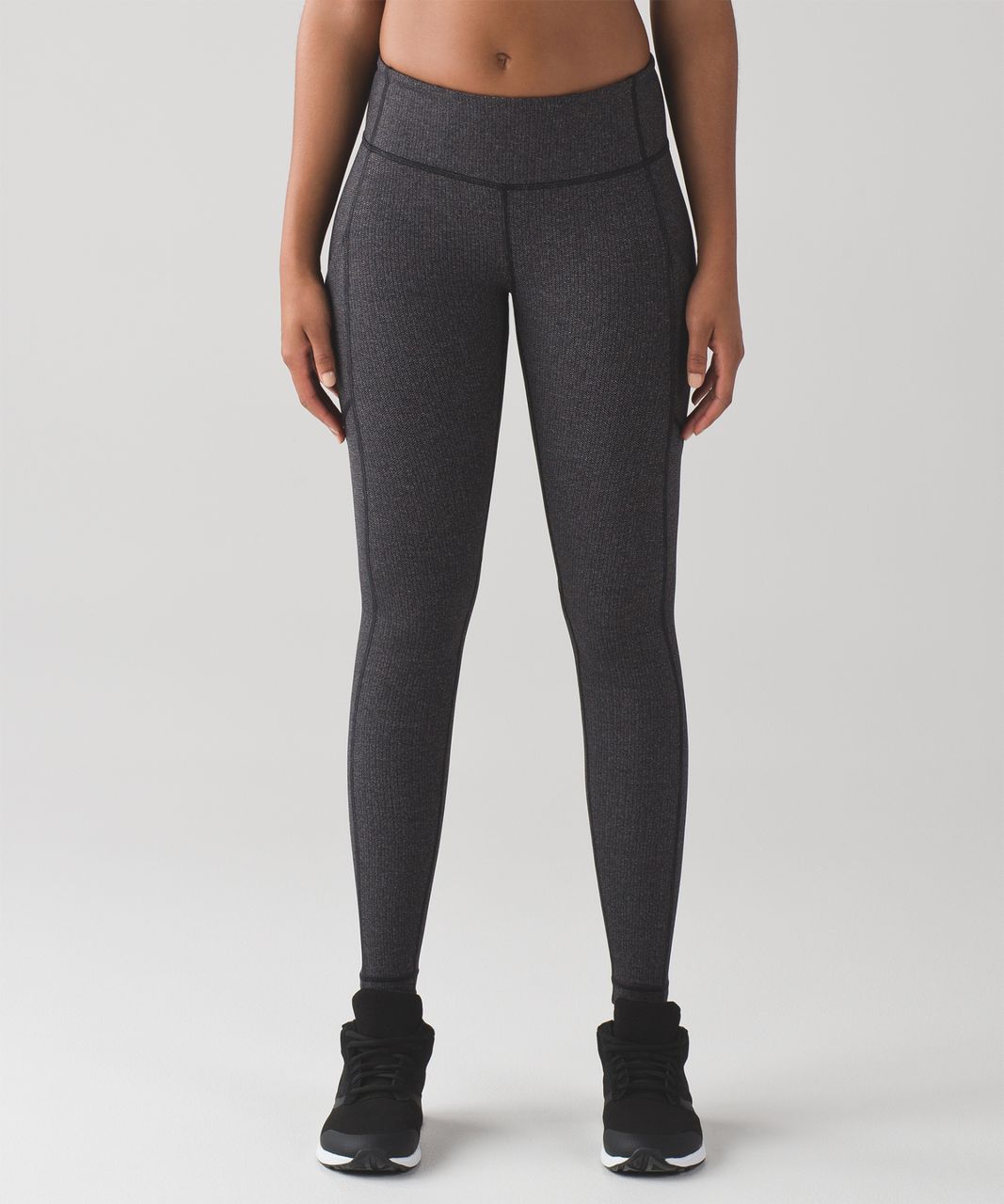 Lululemon Wunder Under Pant (Hi-Rise) - Luon Variegated Knit Black  Heathered Black - lulu fanatics