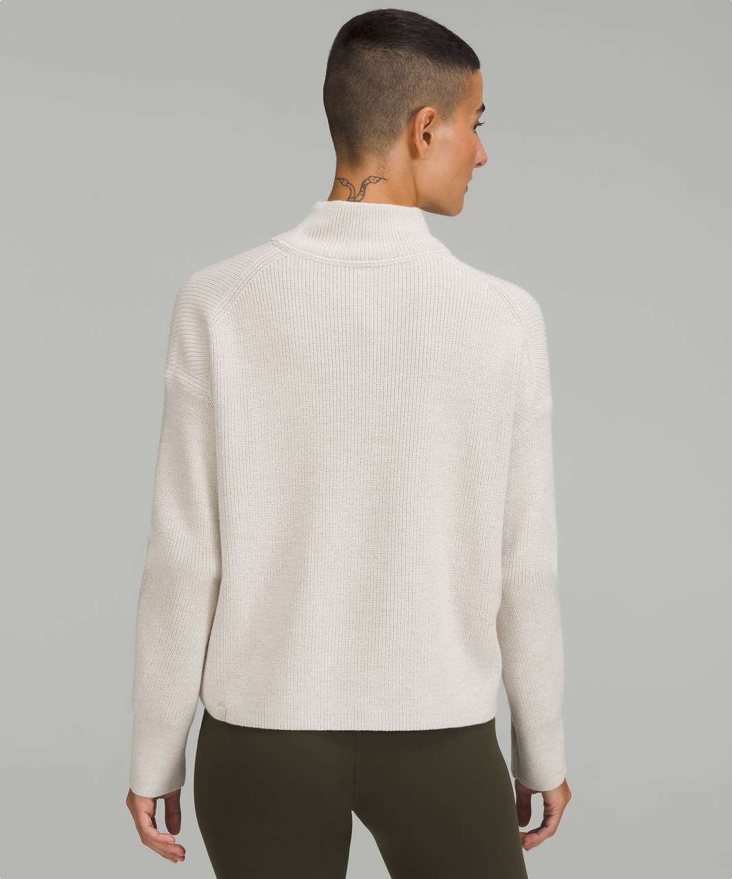 Lululemon Merino Wool-Blend Ribbed Turtleneck Sweater - Heathered Natural Ivory