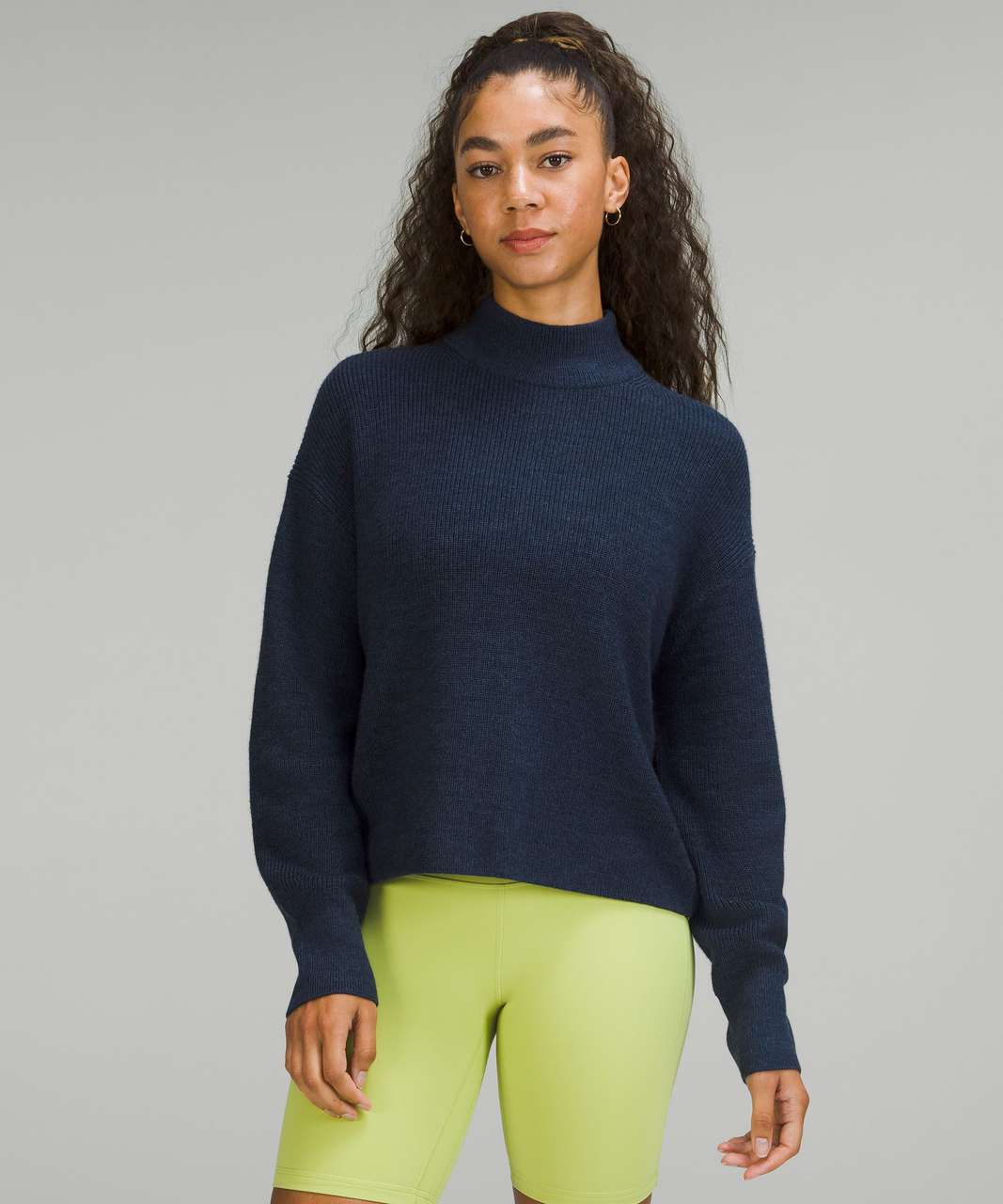 Lululemon Merino Wool-Blend Ribbed Turtleneck Sweater - Heathered True Navy