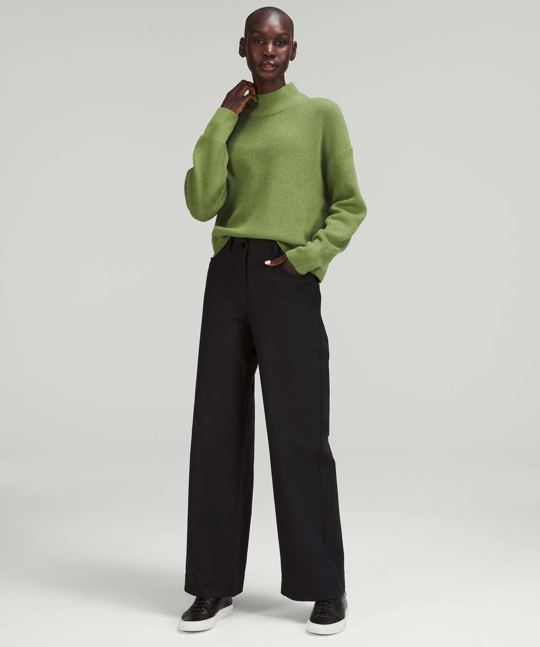 Lululemon Merino Wool-Blend Ribbed Turtleneck Sweater - Green Foliage ...