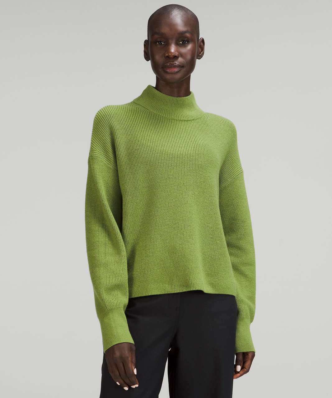 Mock turtleneck sweater in merino wool blend - Studio · Black