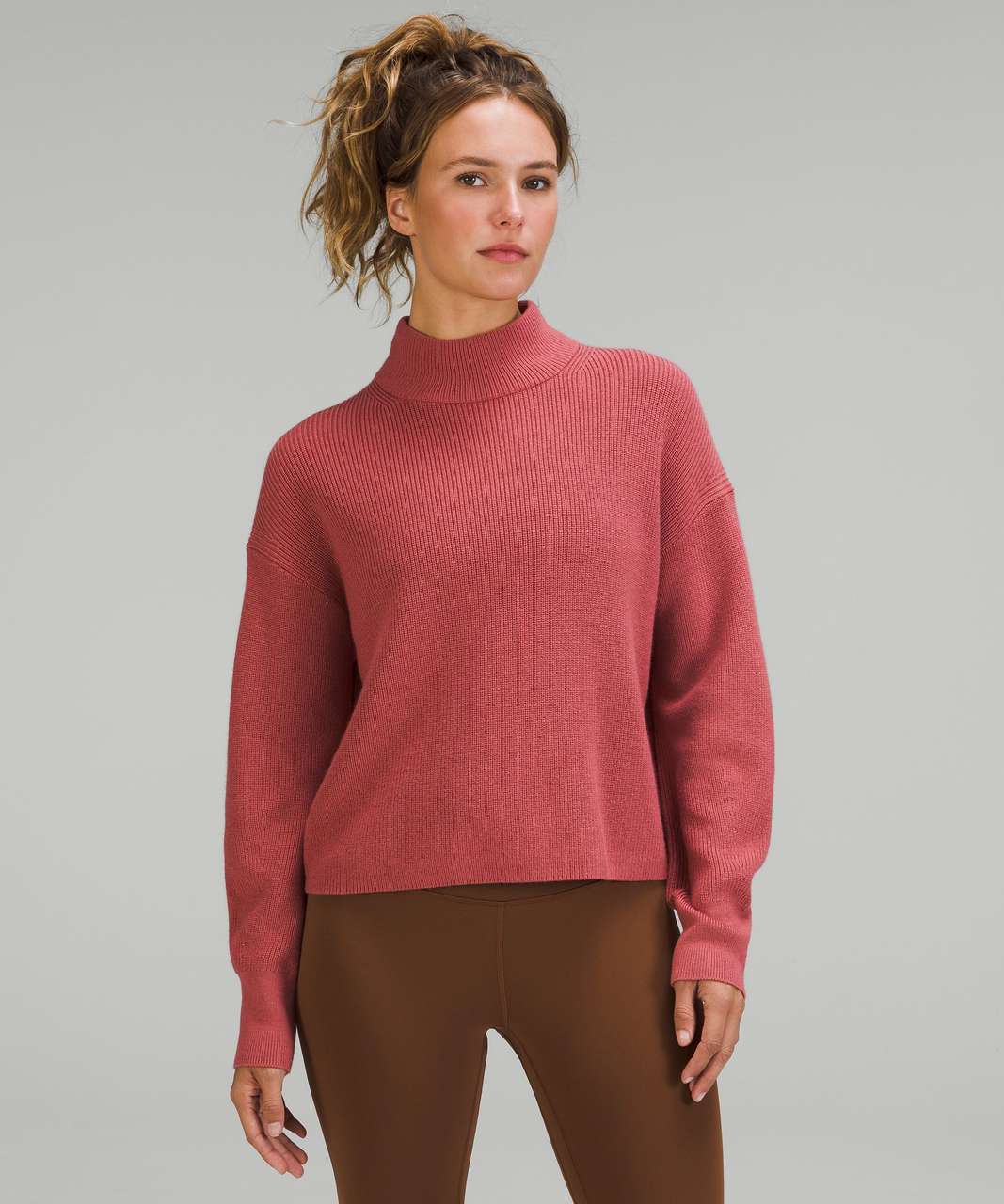 Pink Merino Wool Turtle Neck Sweater