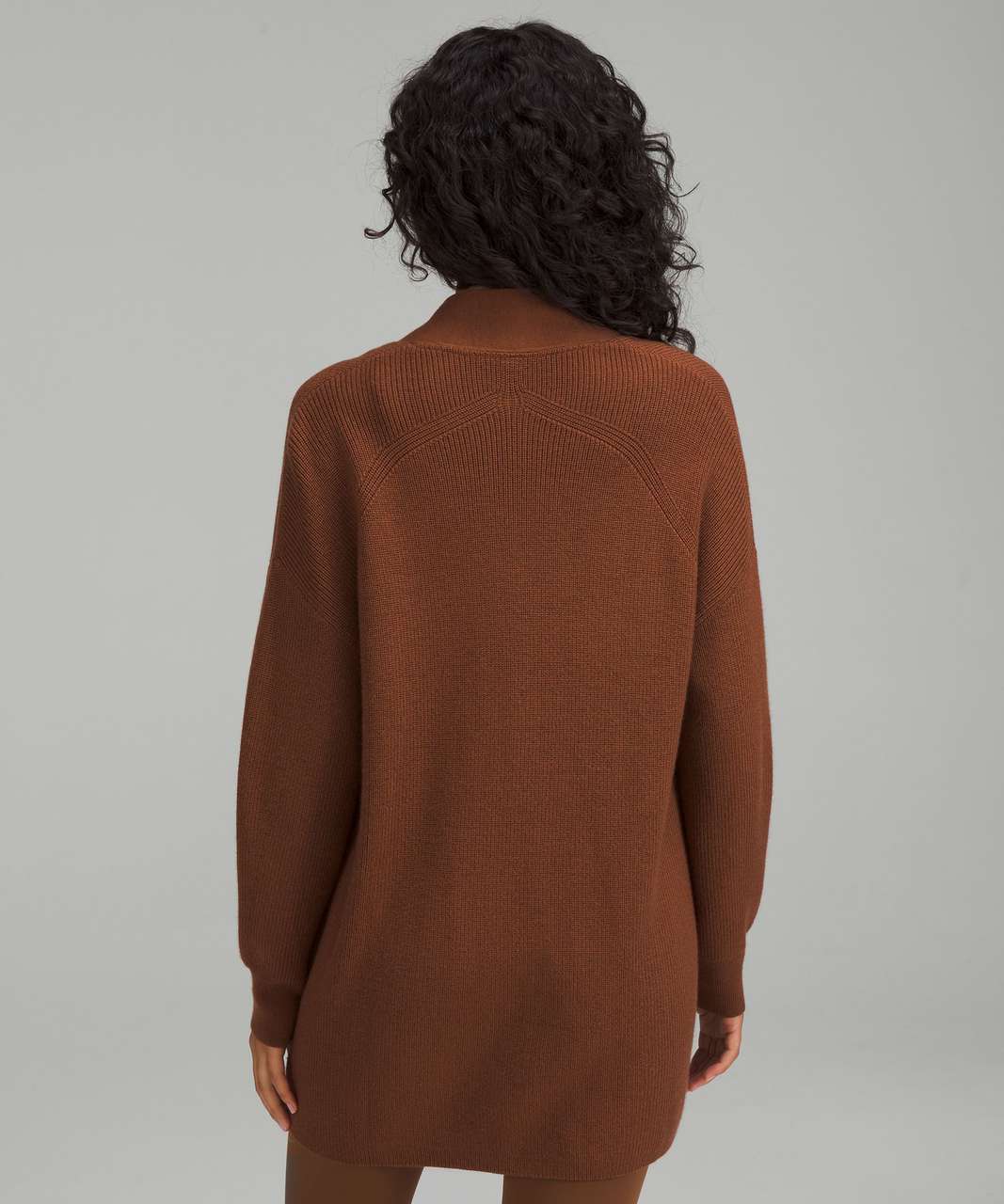 Lululemon Merino Wool-Blend Ribbed Long Wrap Sweater - Roasted