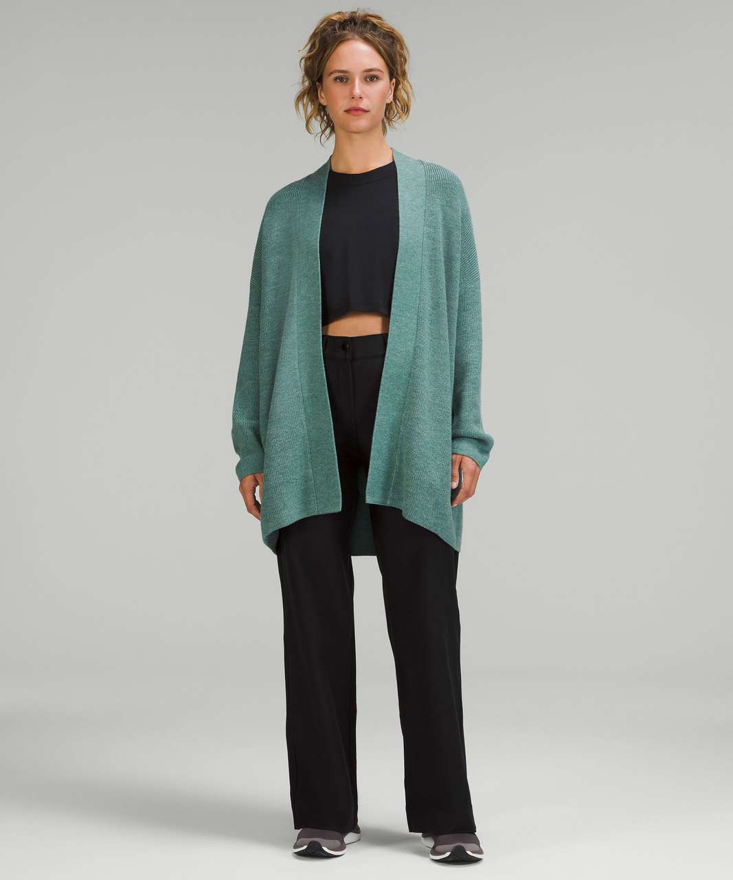 Lululemon Merino Wool-Blend Ribbed Long Wrap Sweater - Heathered Tidewater Teal