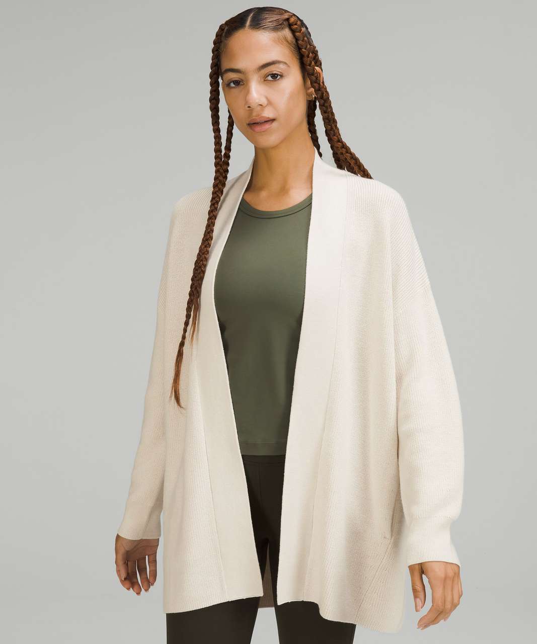 Lululemon Lightweight Ribbed Knit Jacket - Bone - lulu fanatics