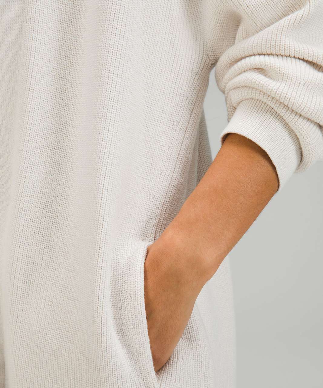 Lululemon Merino Wool-Blend Ribbed Long Wrap Sweater - White Opal