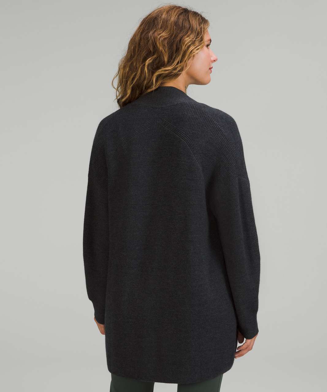 Lululemon Merino Wool-Blend Ribbed Long Wrap Sweater - Heathered Black