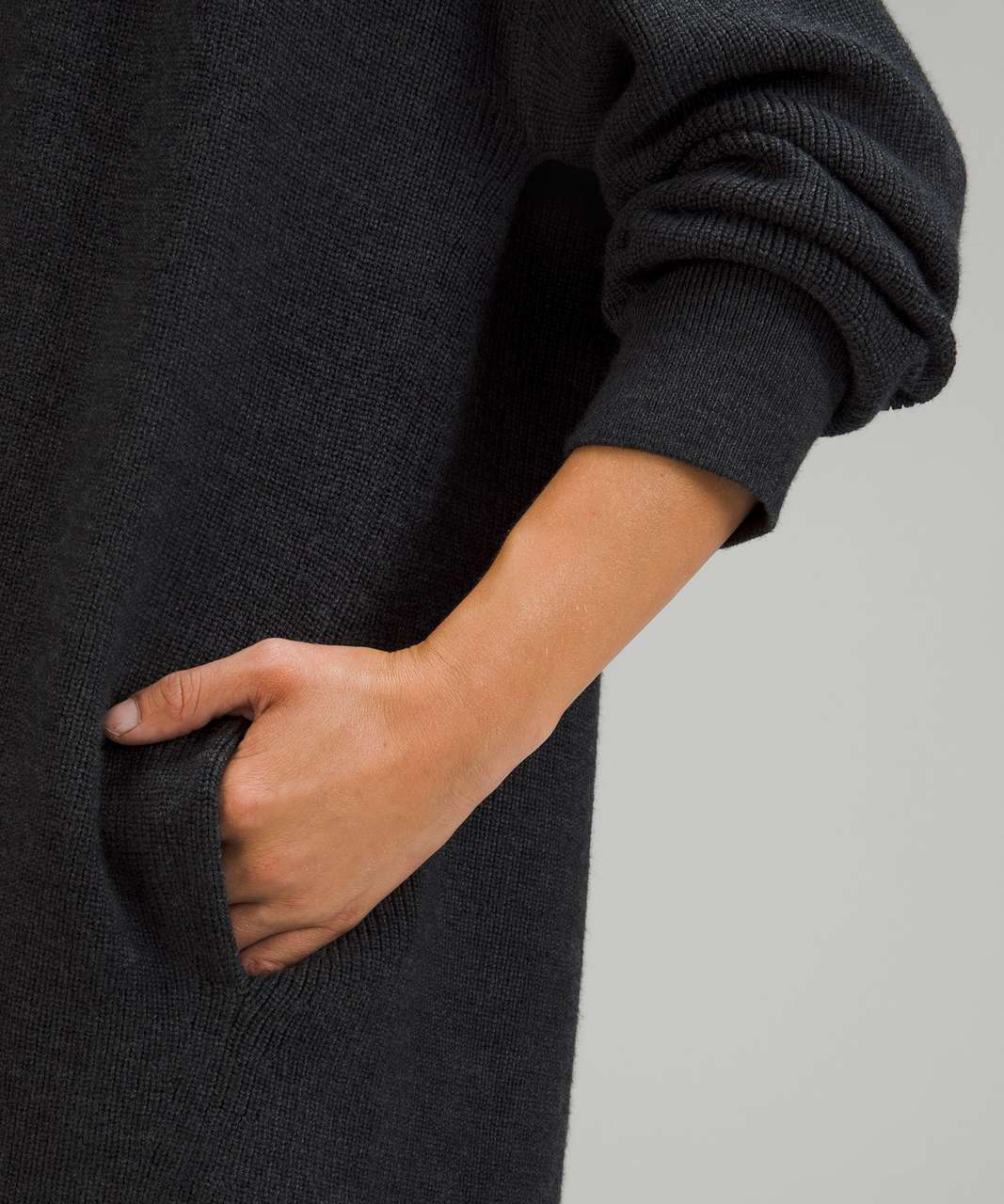 Lululemon Merino Wool-Blend Ribbed Long Wrap Sweater - Heathered Black