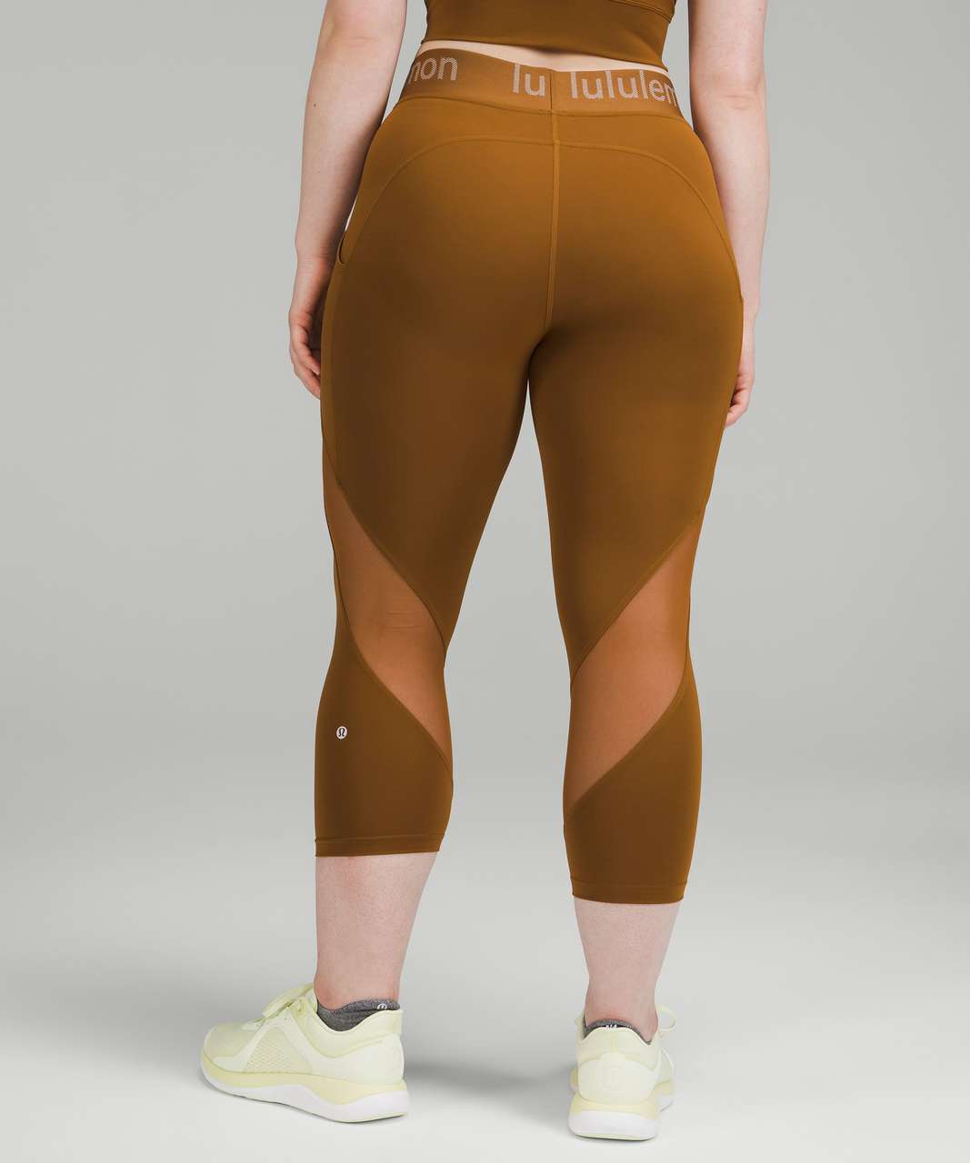 Lululemon Logo Waistband High-Rise Training Crop 21 - Rich Caramel - lulu  fanatics