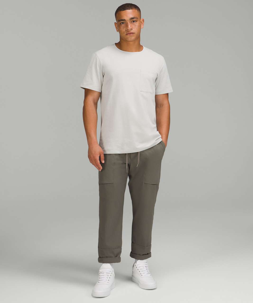 Lululemon Chest Pocket Relaxed Fit T-Shirt *Oxford - Raw Linen / White