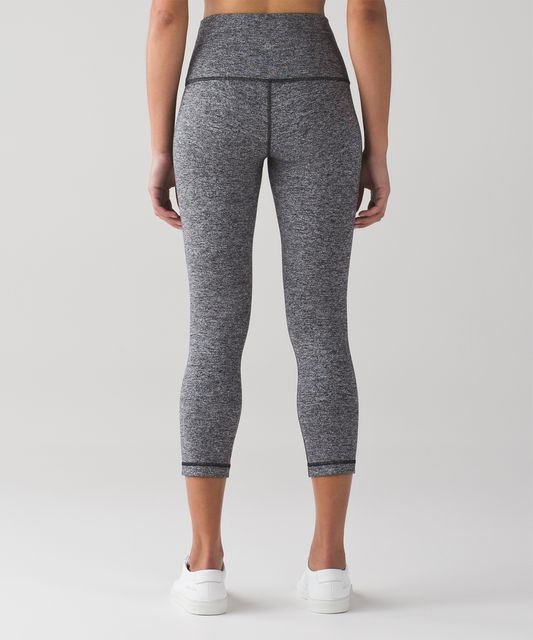 Lululemon Wunder Under Crop III - Heathered Black - lulu fanatics