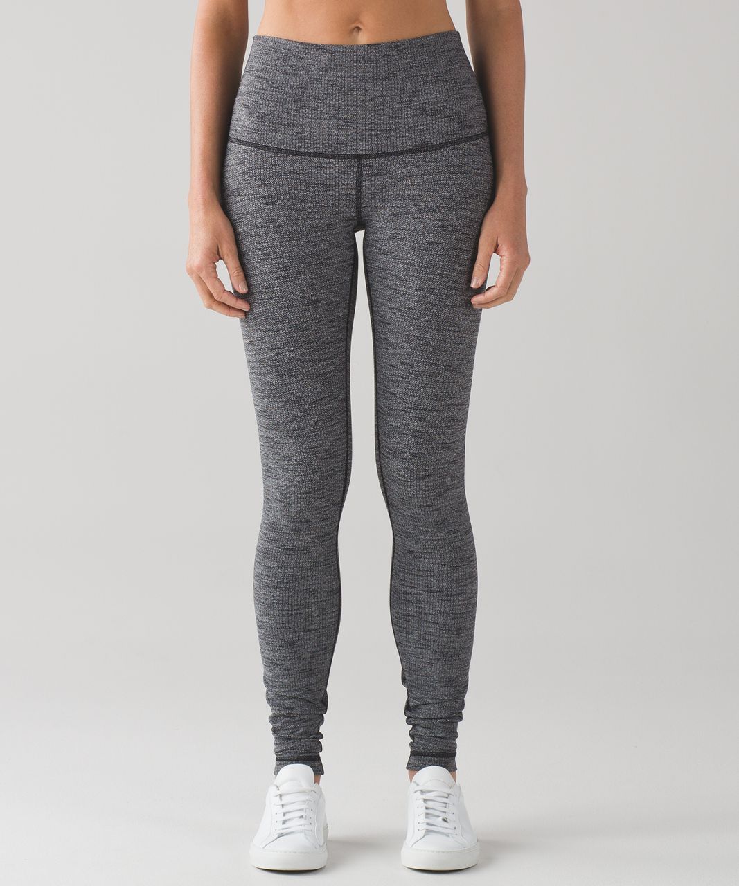 Lululemon Wunder Under Pant (Roll Down) - Heathered Black - lulu fanatics