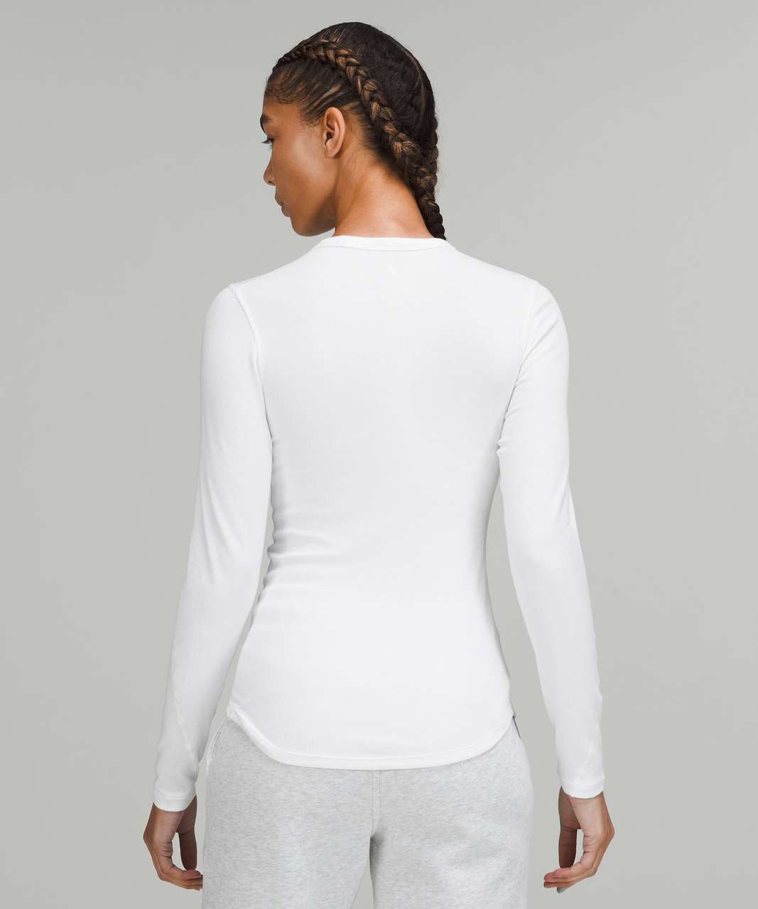 Tight White Long Sleeve Shirt Women's - Mid Length
