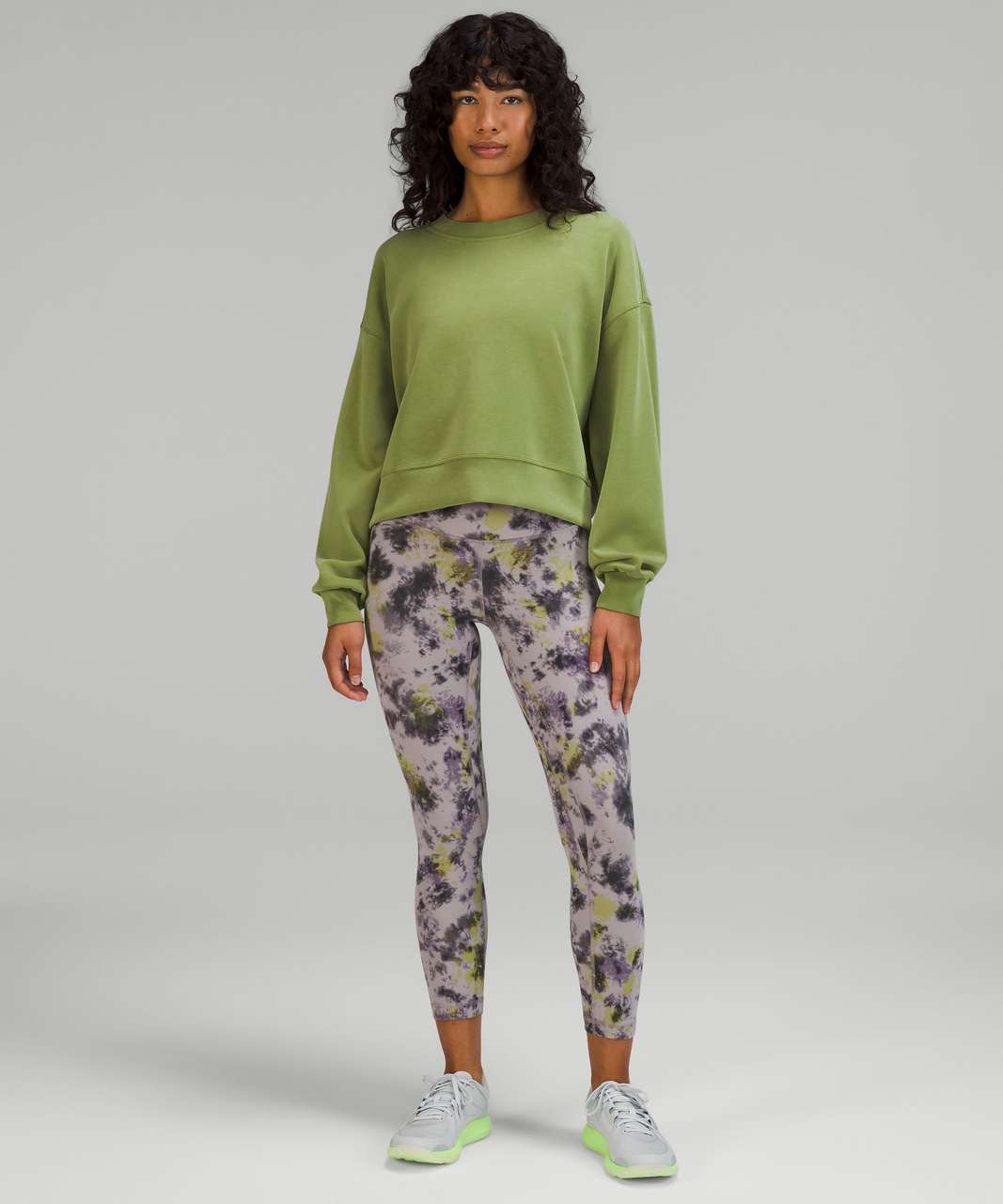 Lululemon Perfectly Oversized Cropped Crew *Softstreme - Green Foliage