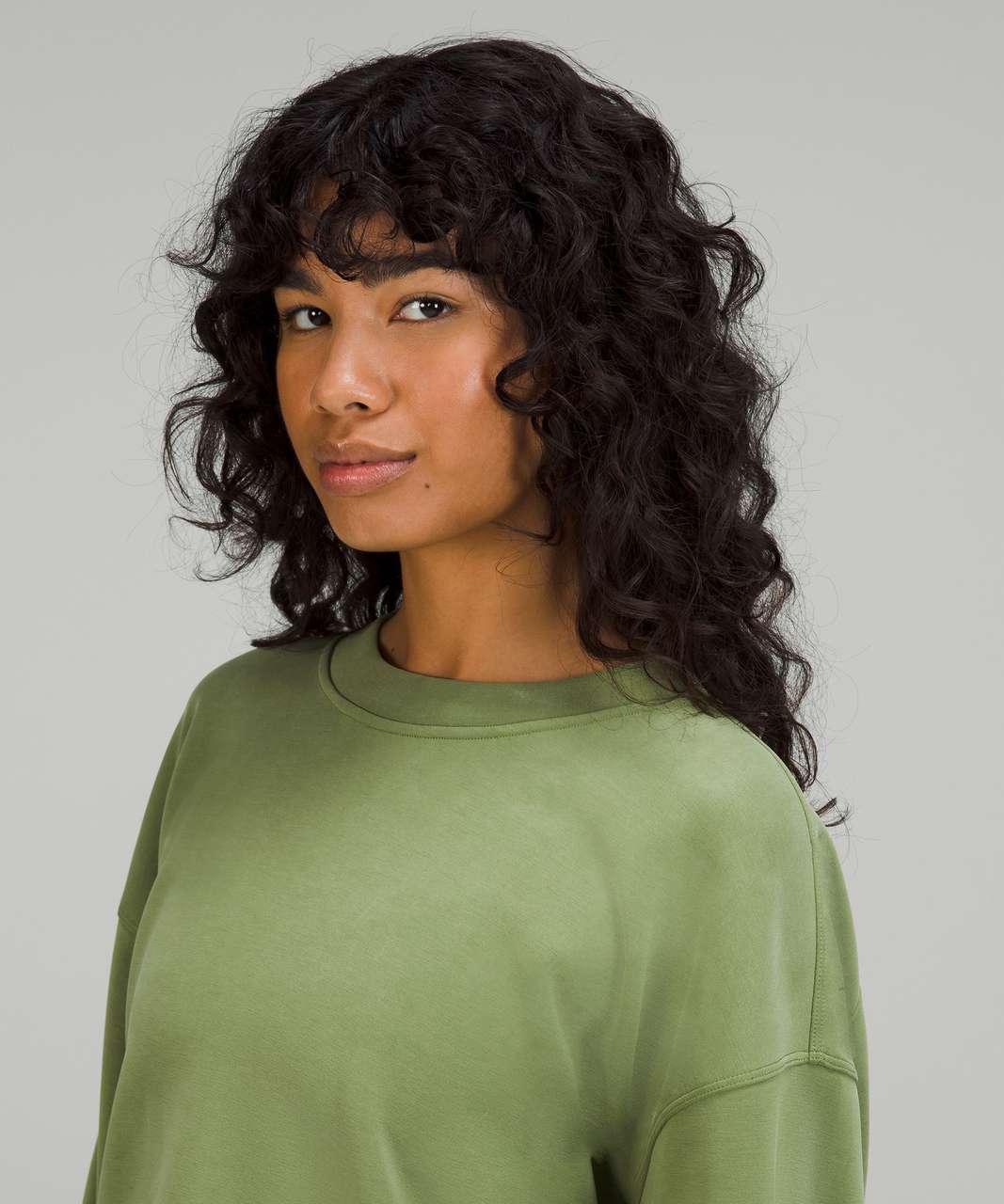 LULULEMON KOHLRABI GREEN PERFECTLY OVERSIZED CROPPED CREW