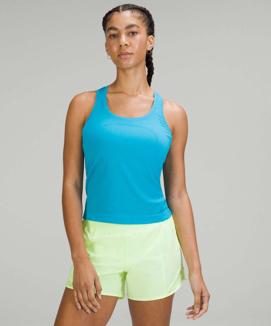 LULULEMON X BARRY'S BLUE VENTILATED OPEN-BACK TEE - 12 / MINERAL